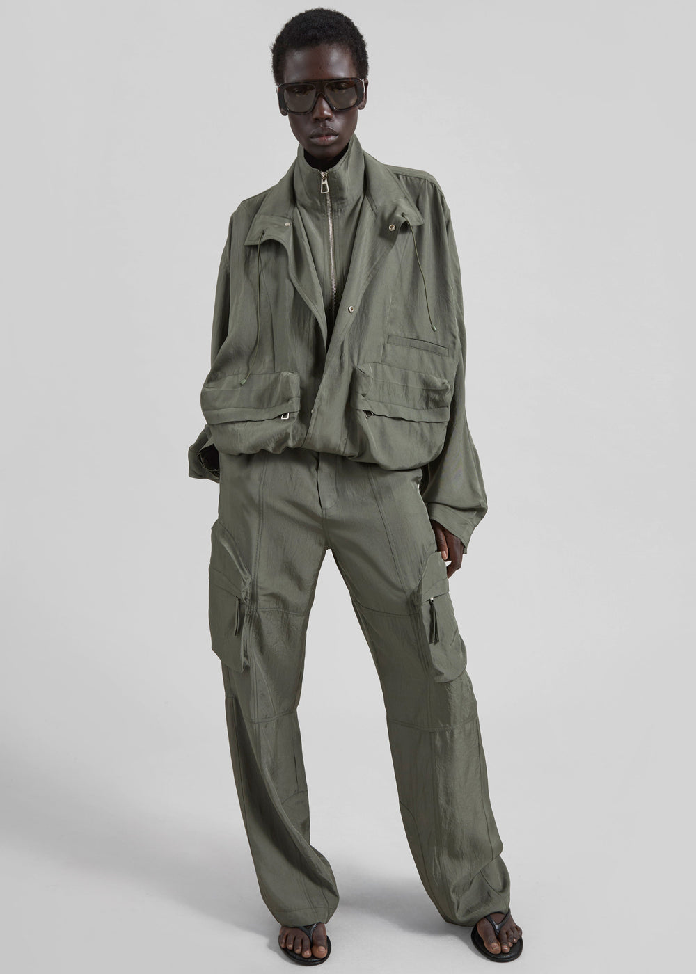 Kelly Fluid Cargo Pants - Moss Green