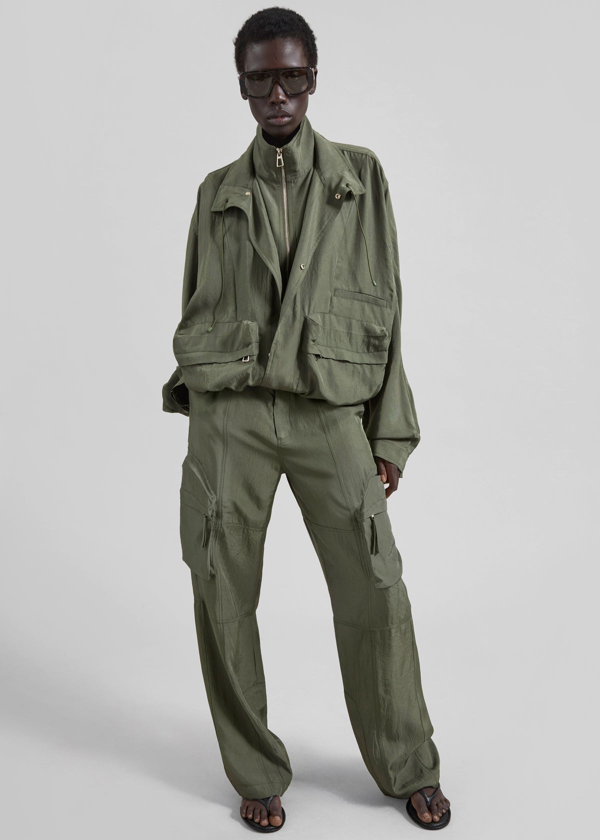 Kelly Fluid Cargo Pants - Moss Green - 1