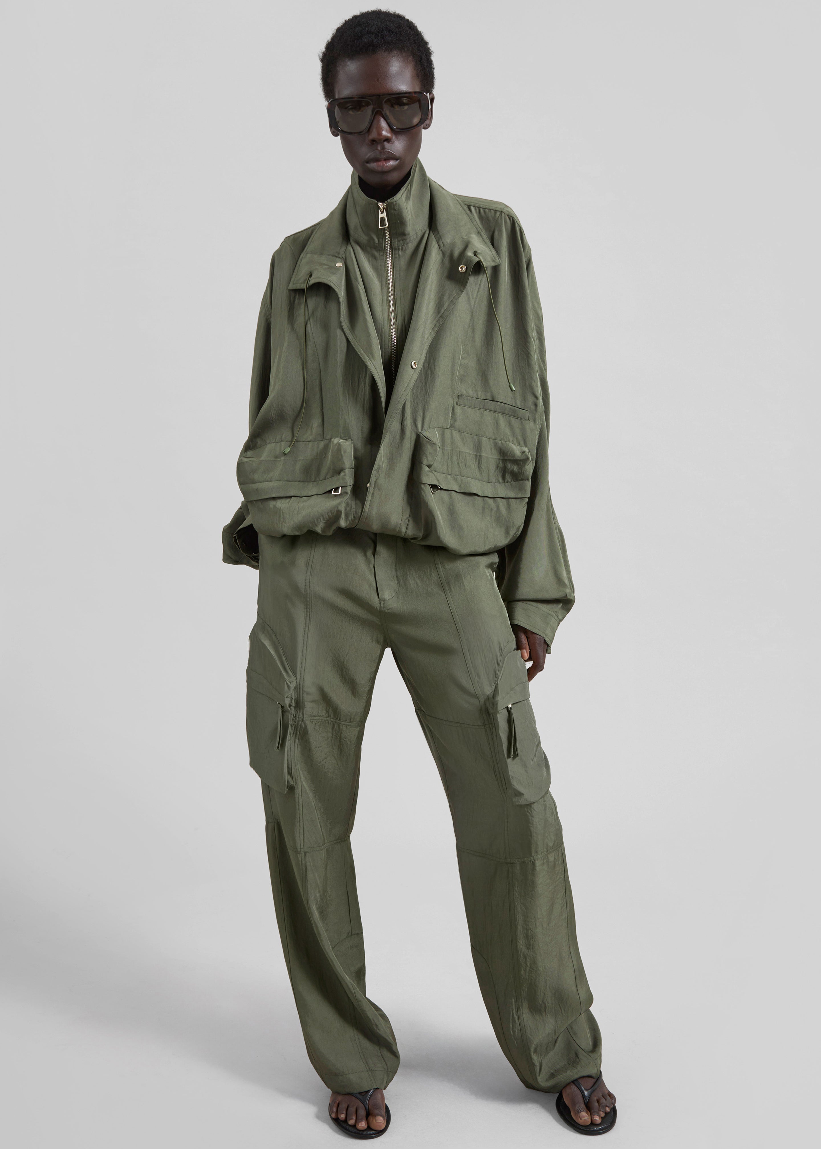 Kelly Fluid Cargo Pants - Moss Green - 1