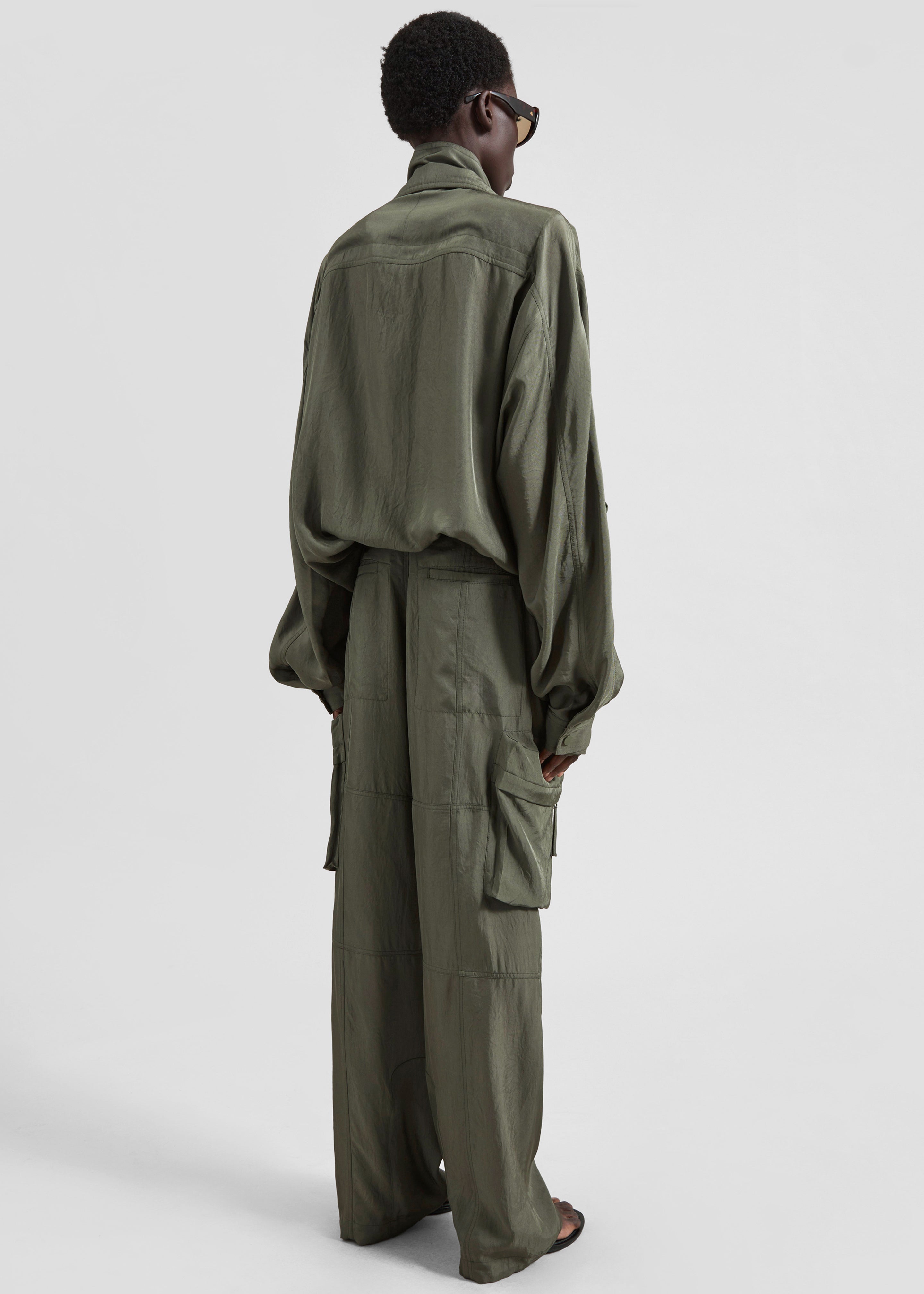 Kelly Fluid Cargo Pants - Moss Green - 7