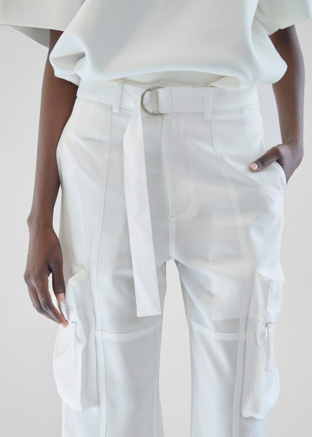 Kelly Fluid Cargo Pants - White - 8