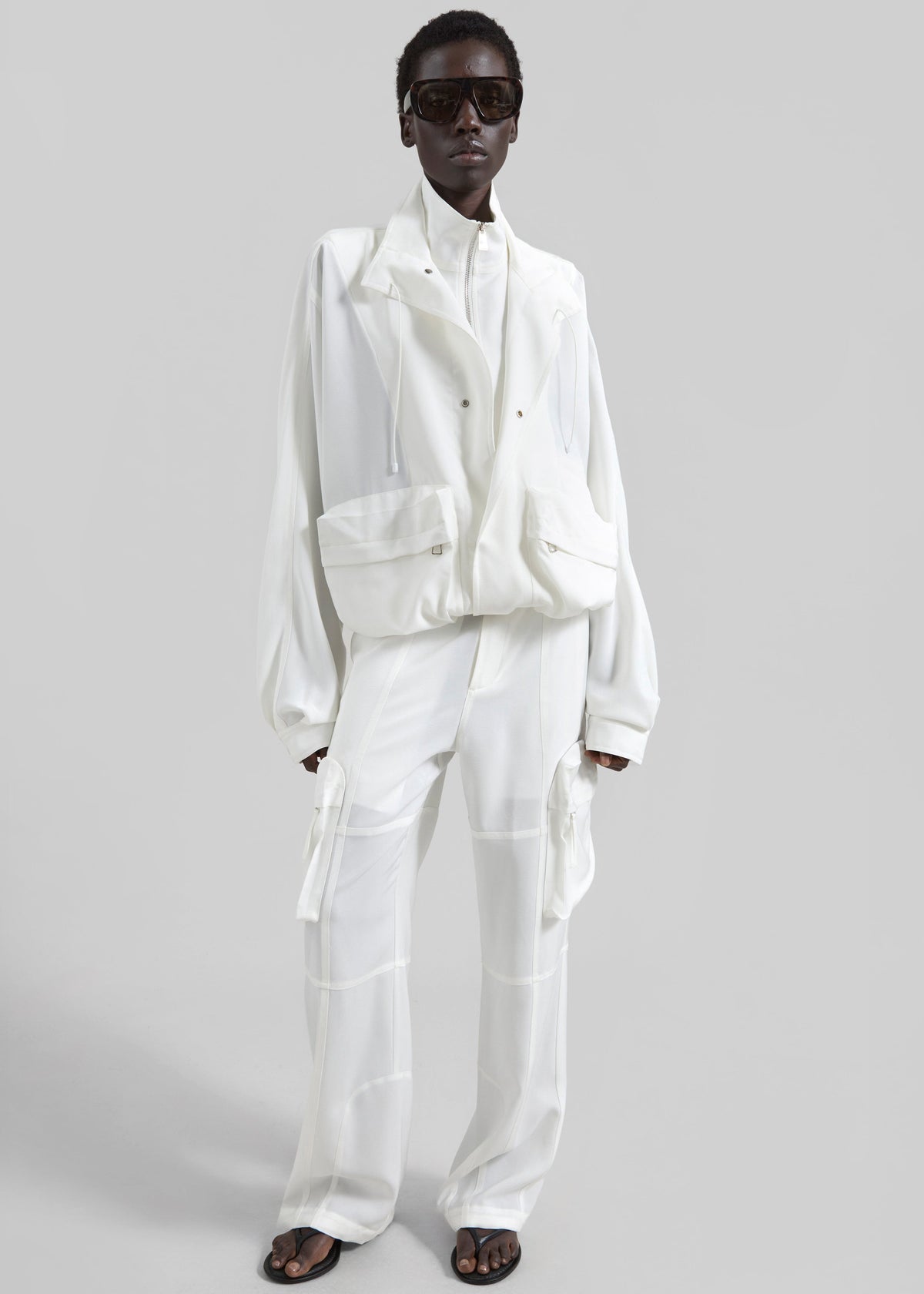 Kelly Fluid Cargo Pants - White - 7