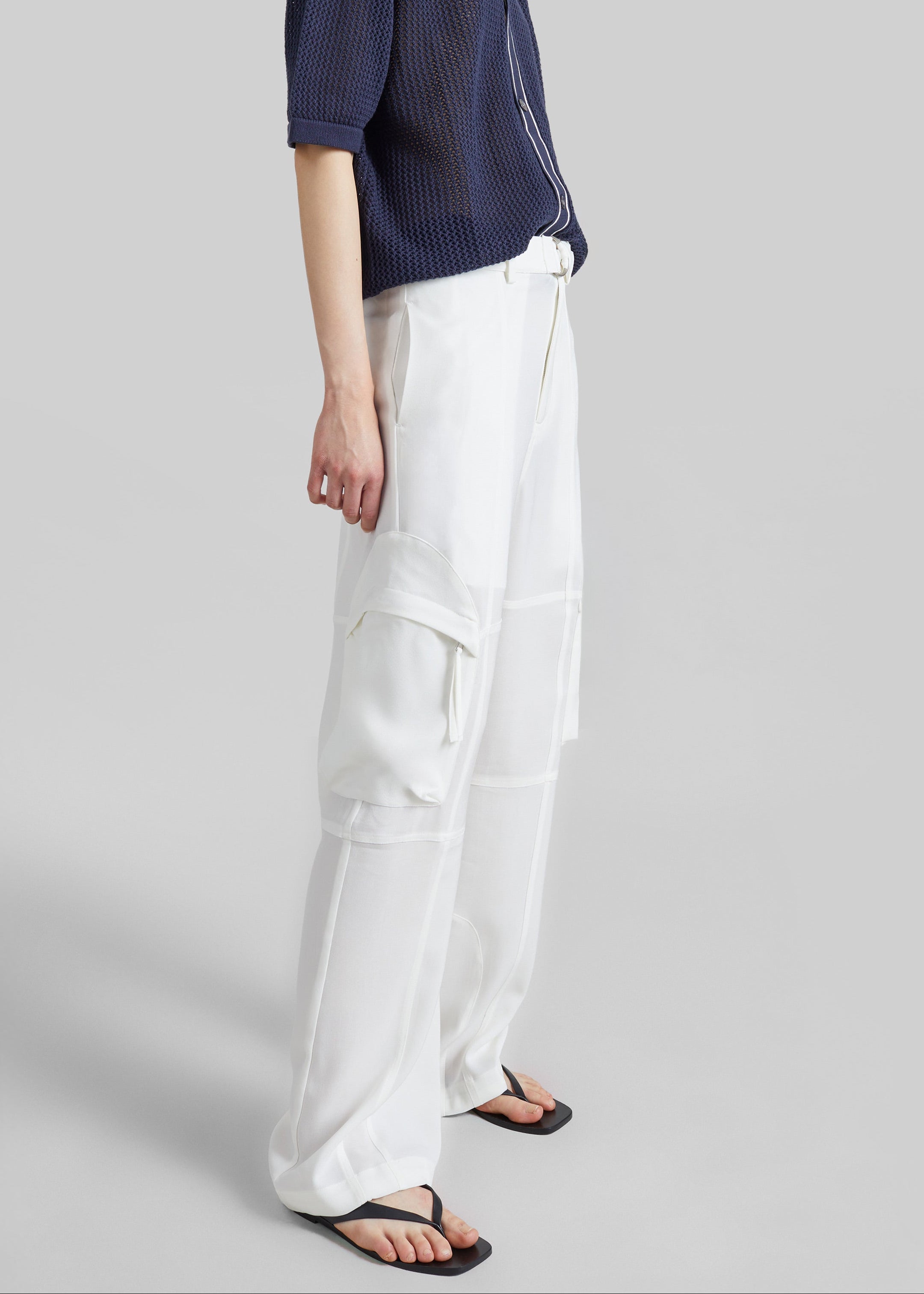 Kelly Fluid Cargo Pants - White - 2
