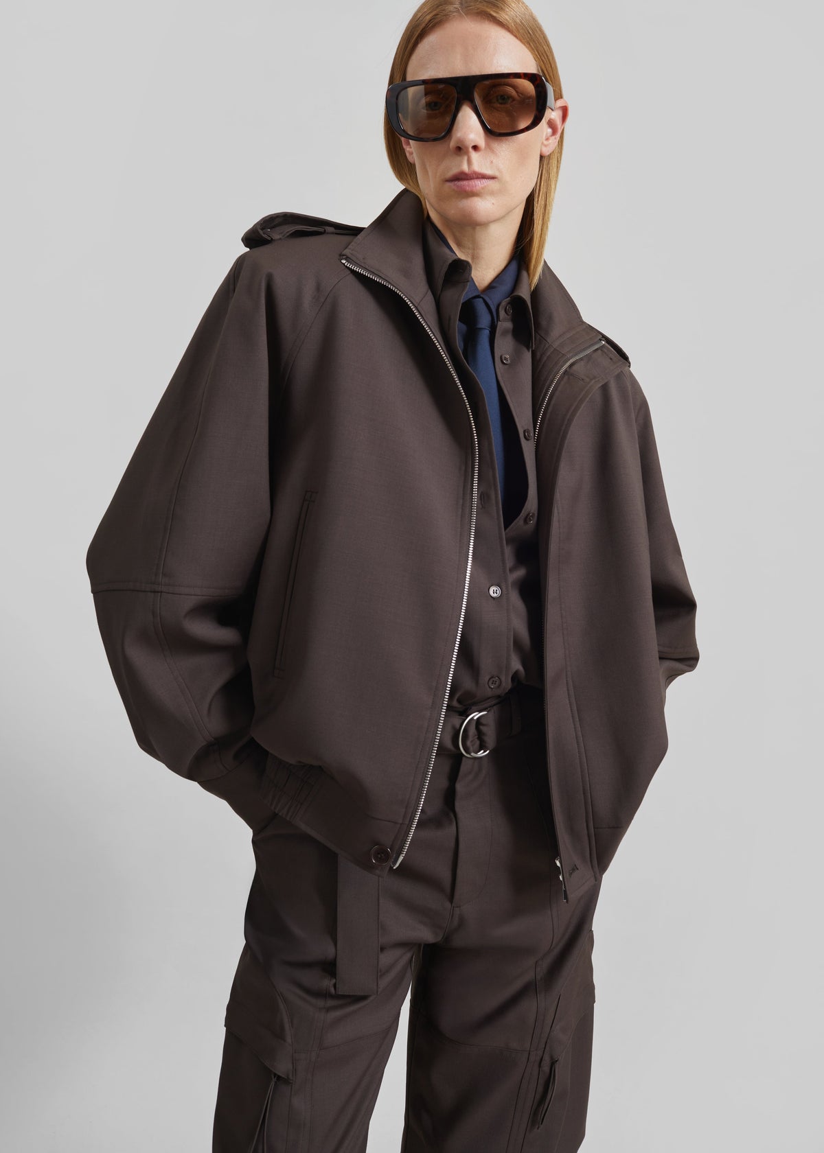 Kelly Padded Blouson - Brown - 1