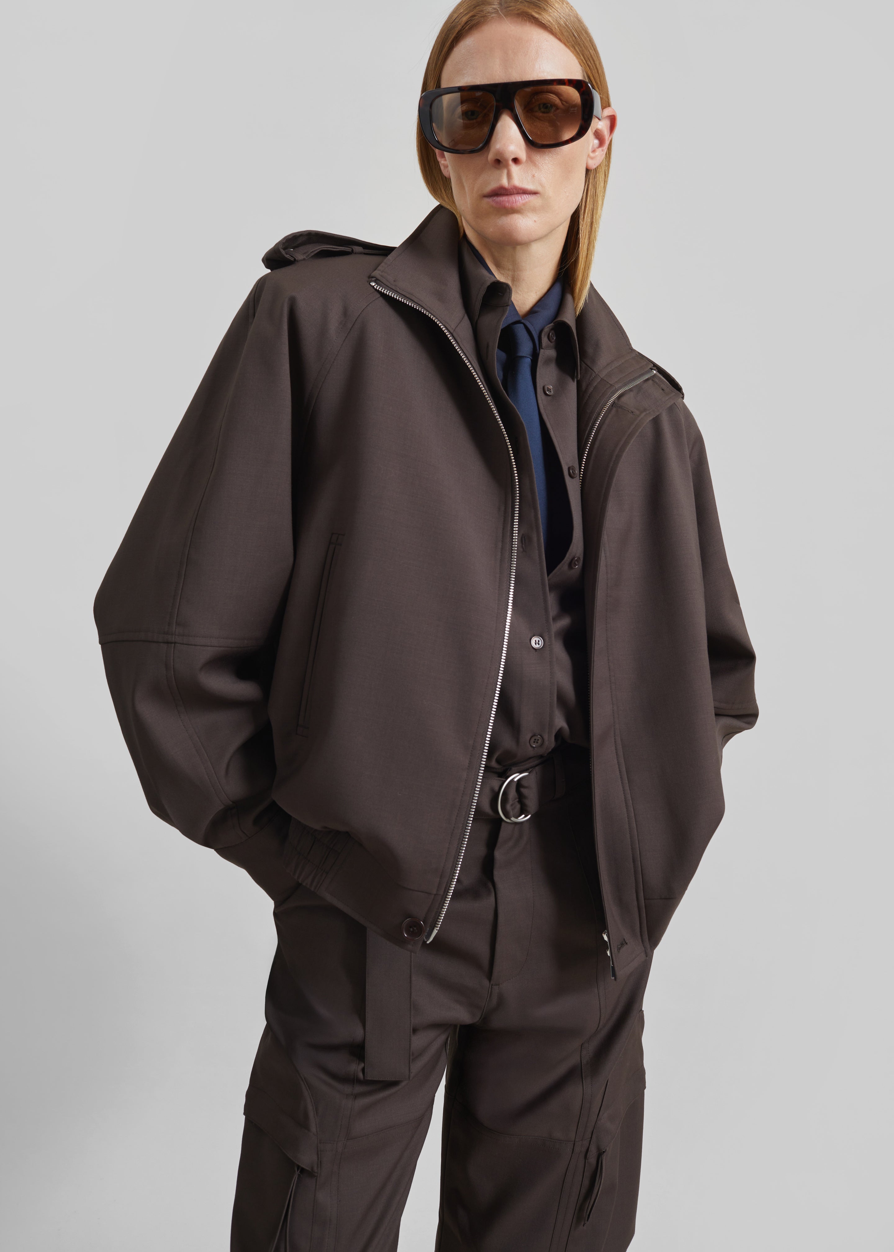 Kelly Padded Blouson - Brown - 1
