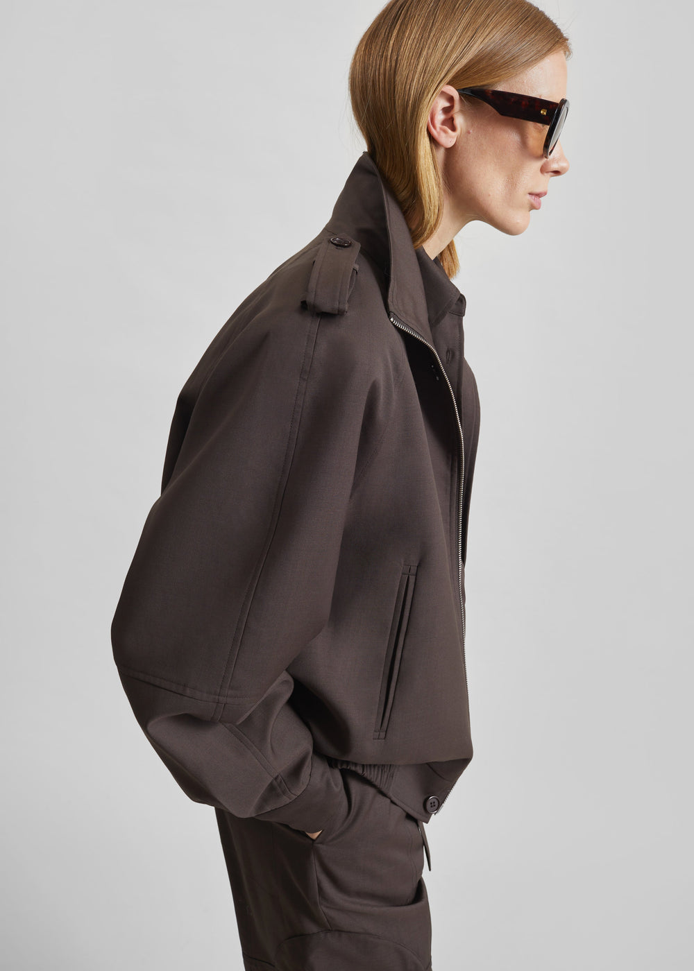 Kelly Padded Blouson - Brown - 1