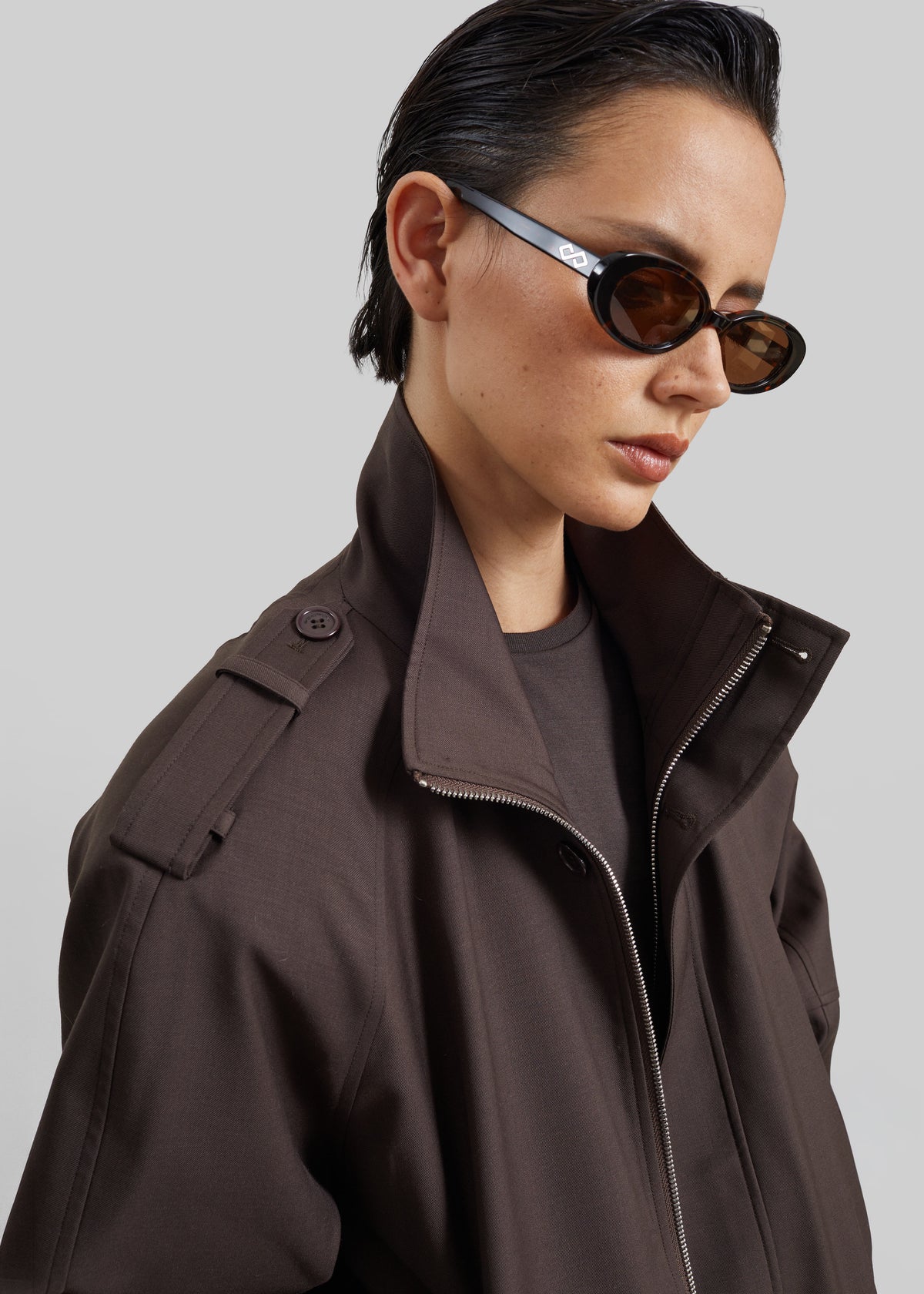 Blouson Kelly à épaulettes - Marron - 3
