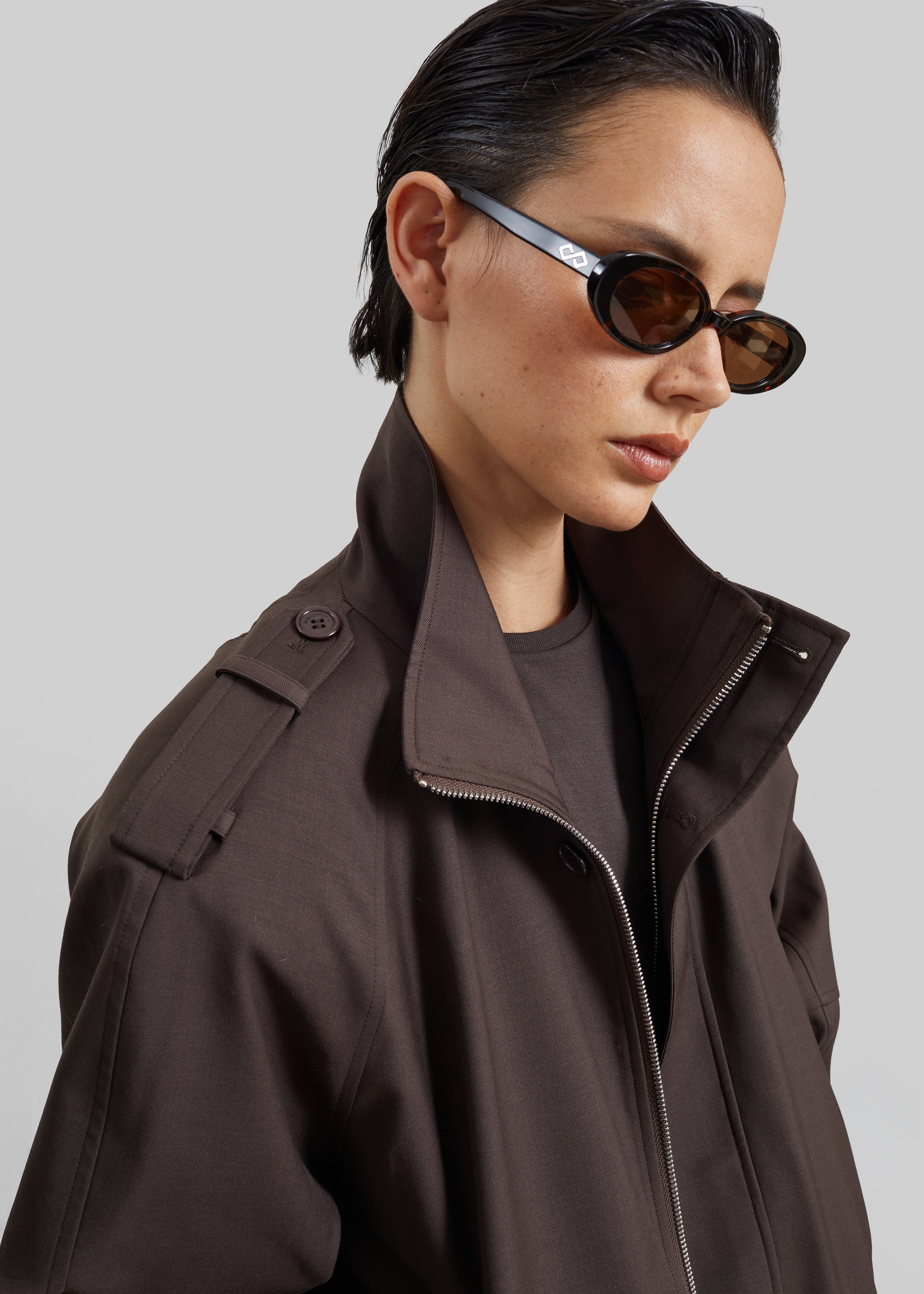 Blouson Kelly à épaulettes - Marron - 3