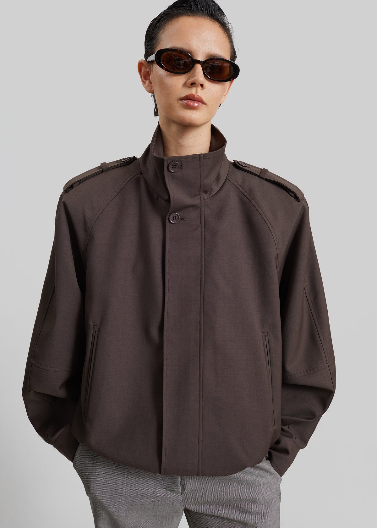 Blouson Kelly à épaulettes - Marron - 4
