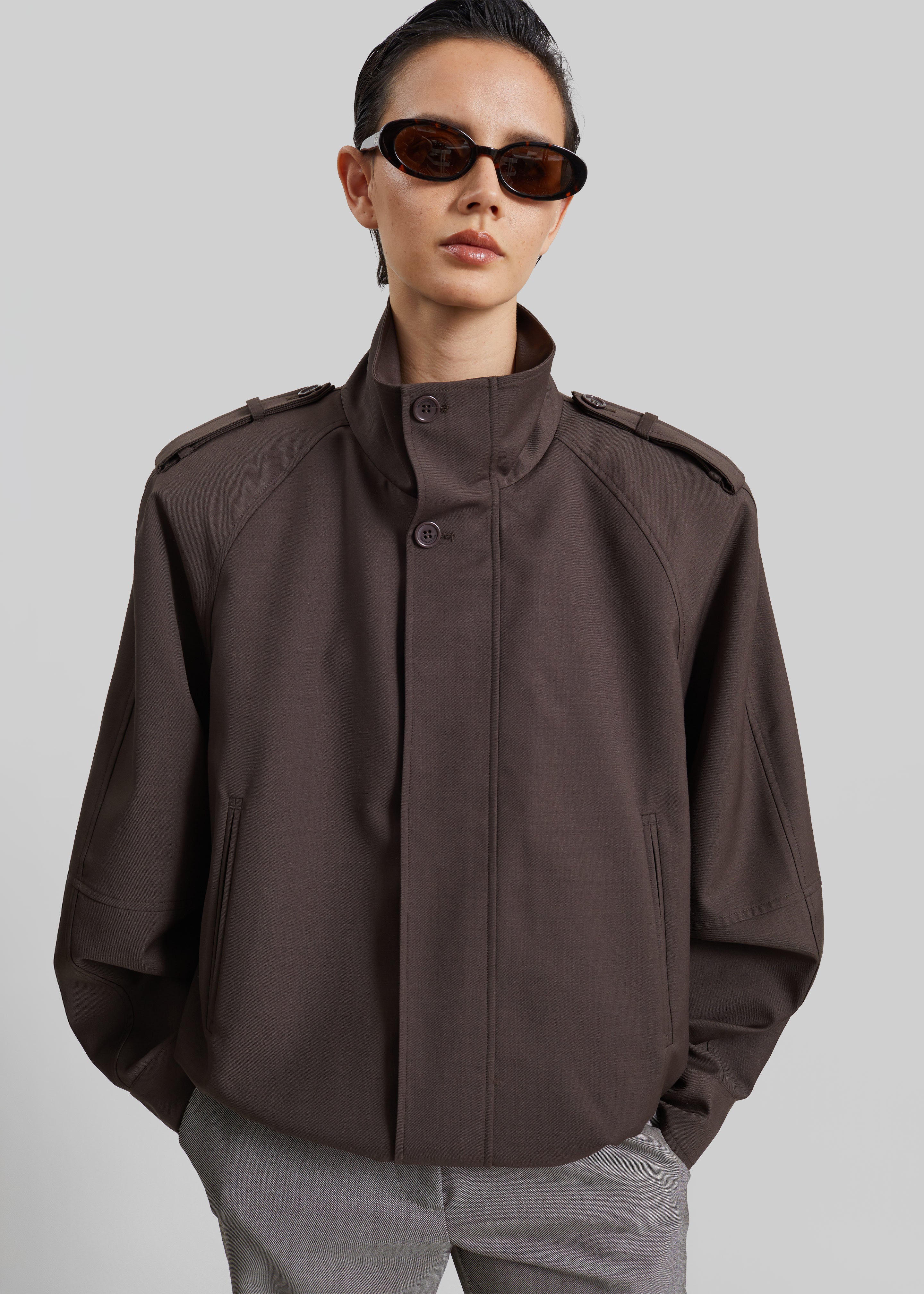 Blouson Kelly à épaulettes - Marron - 4