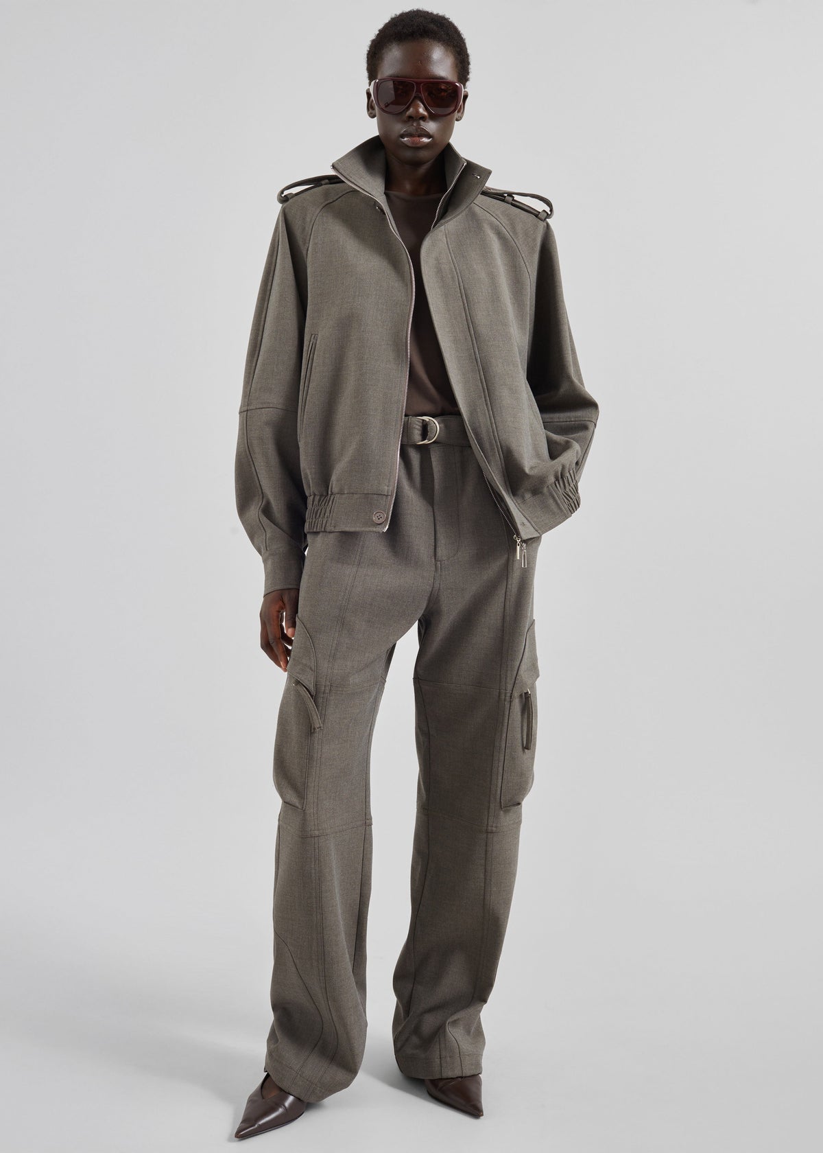 Kelly Padded Double Weave Blouson - Taupe Melange - 4