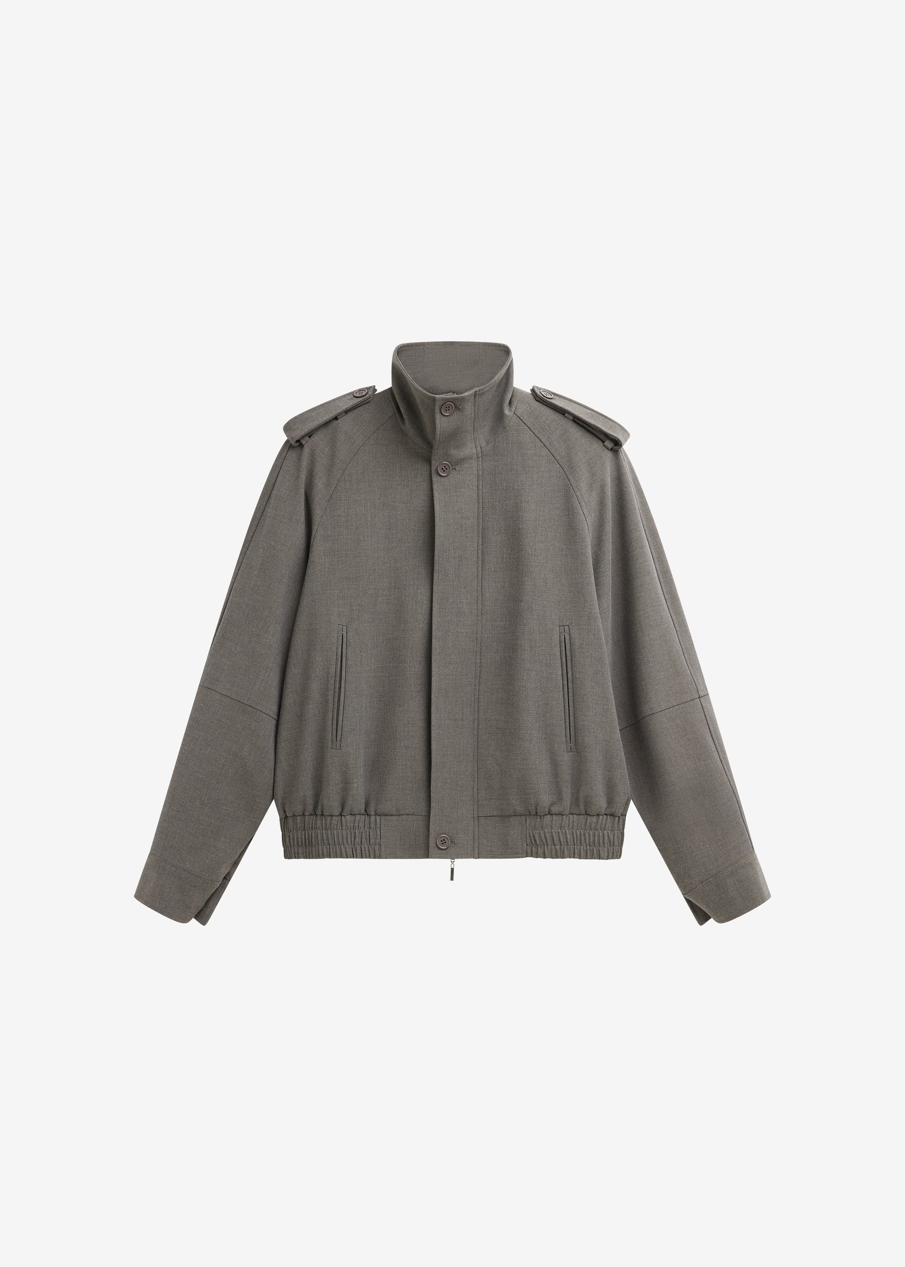 Kelly Padded Double Weave Blouson - Taupe Melange - 7