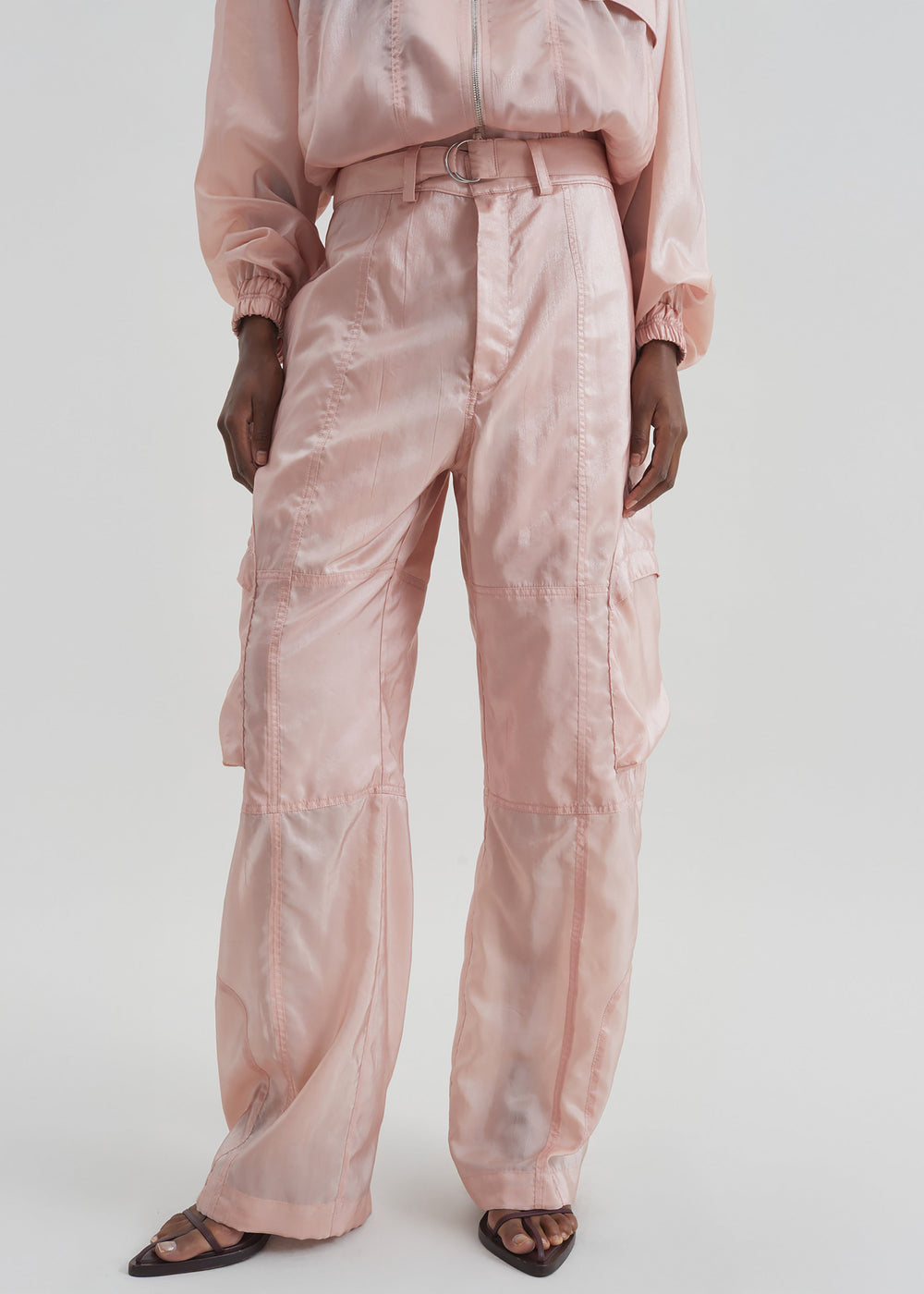 Kelly Sheer Cargo Pants - Pink - 1