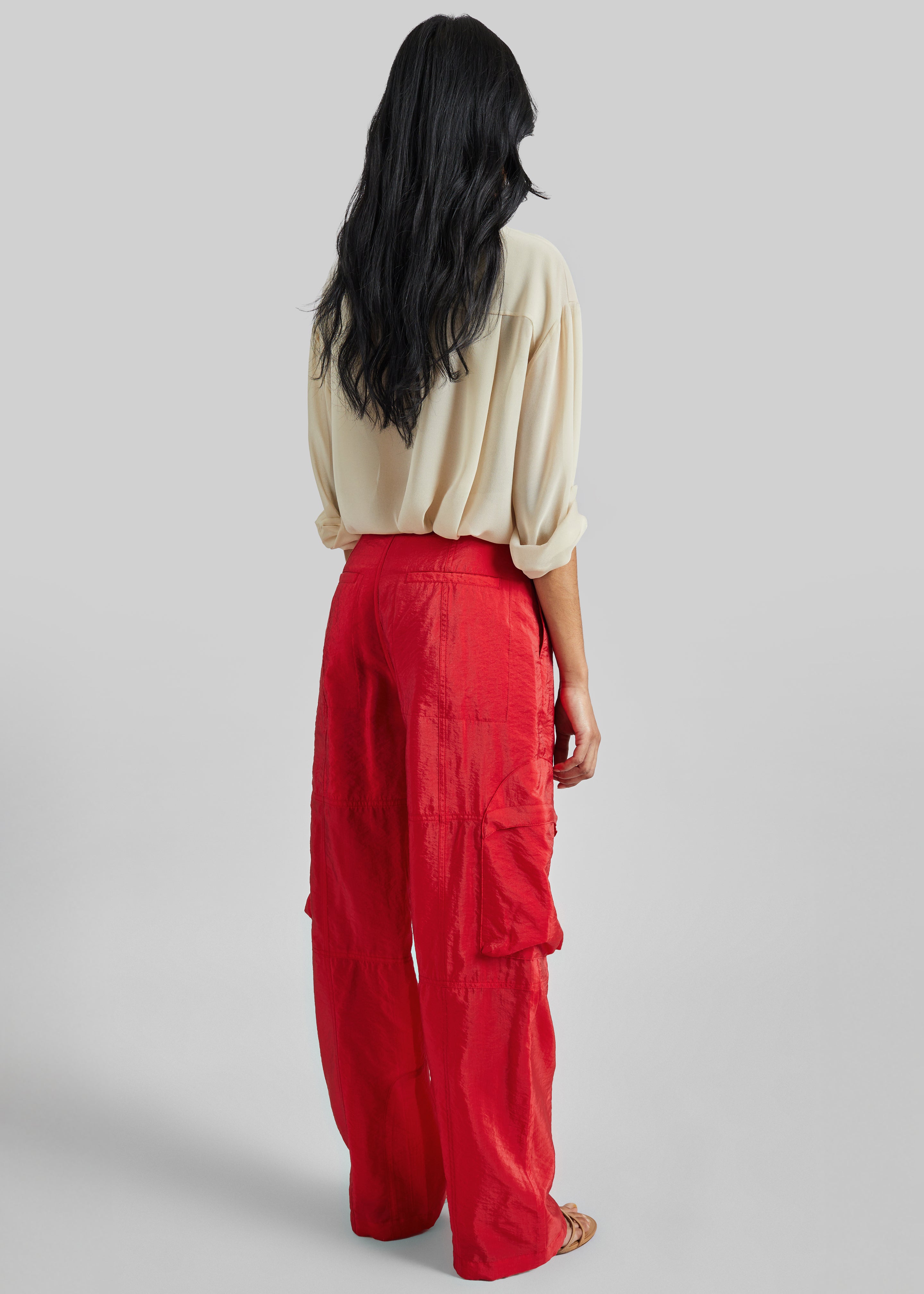 Kelly Sheer Cargo Pants - Red - 7