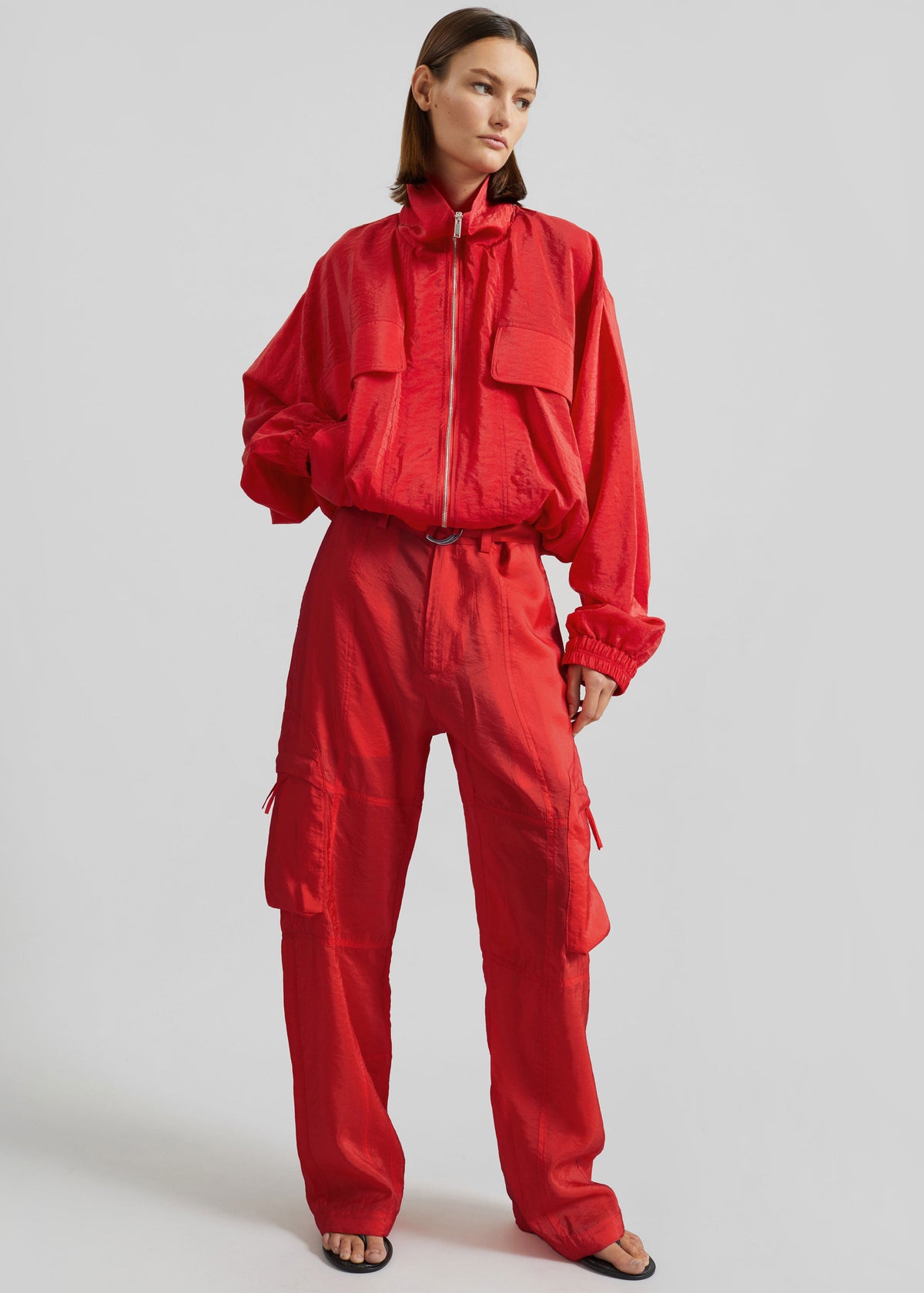 Kelly Sheer Cargo Pants - Red - 6