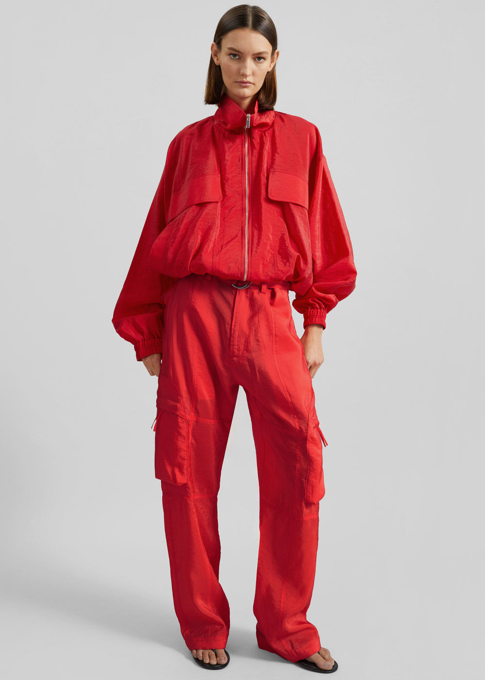 Kelly Sheer Cargo Pants - Red - 1