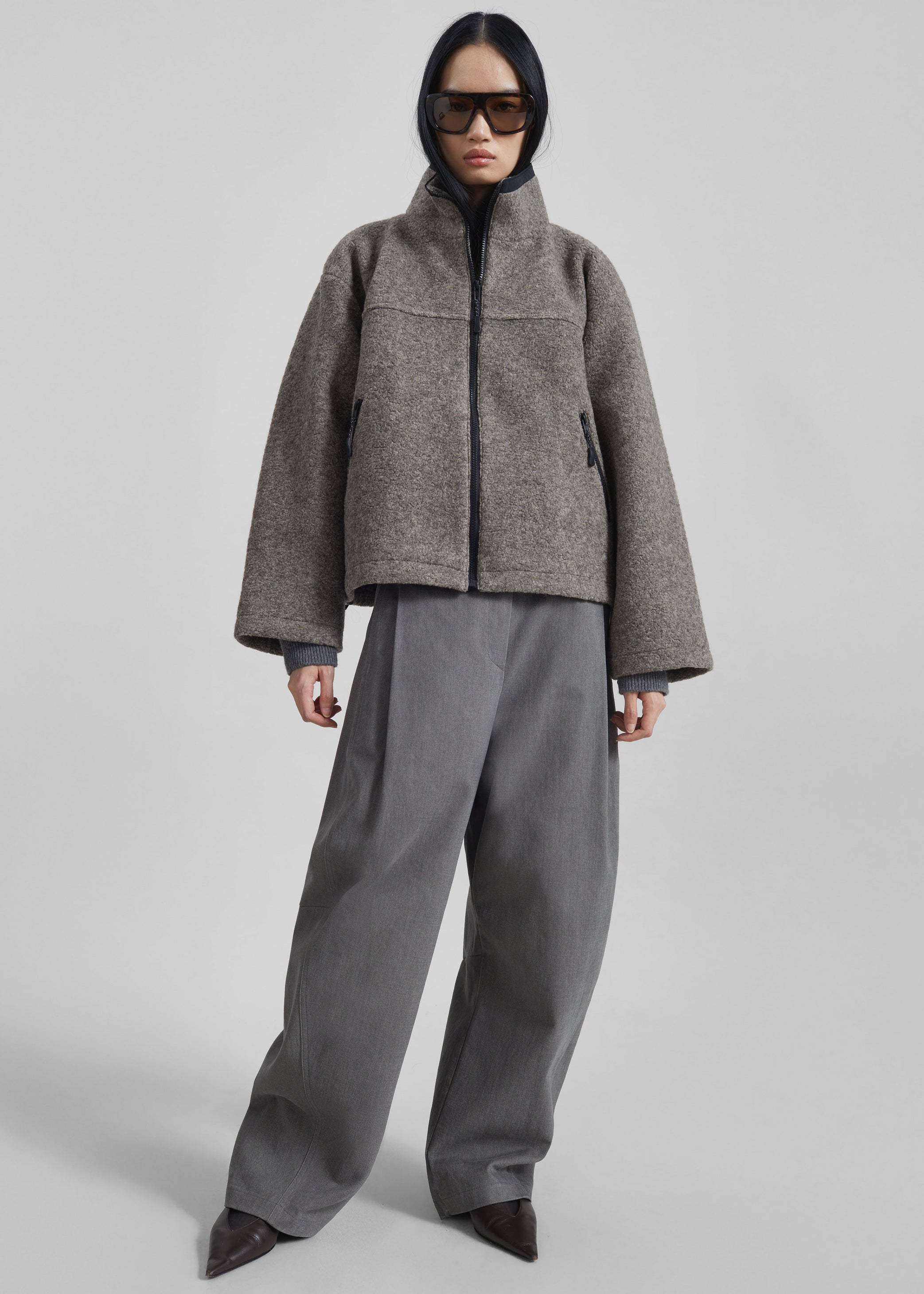 Shop the look image for Kenei Fleece Zip Jacket - Greige Melange