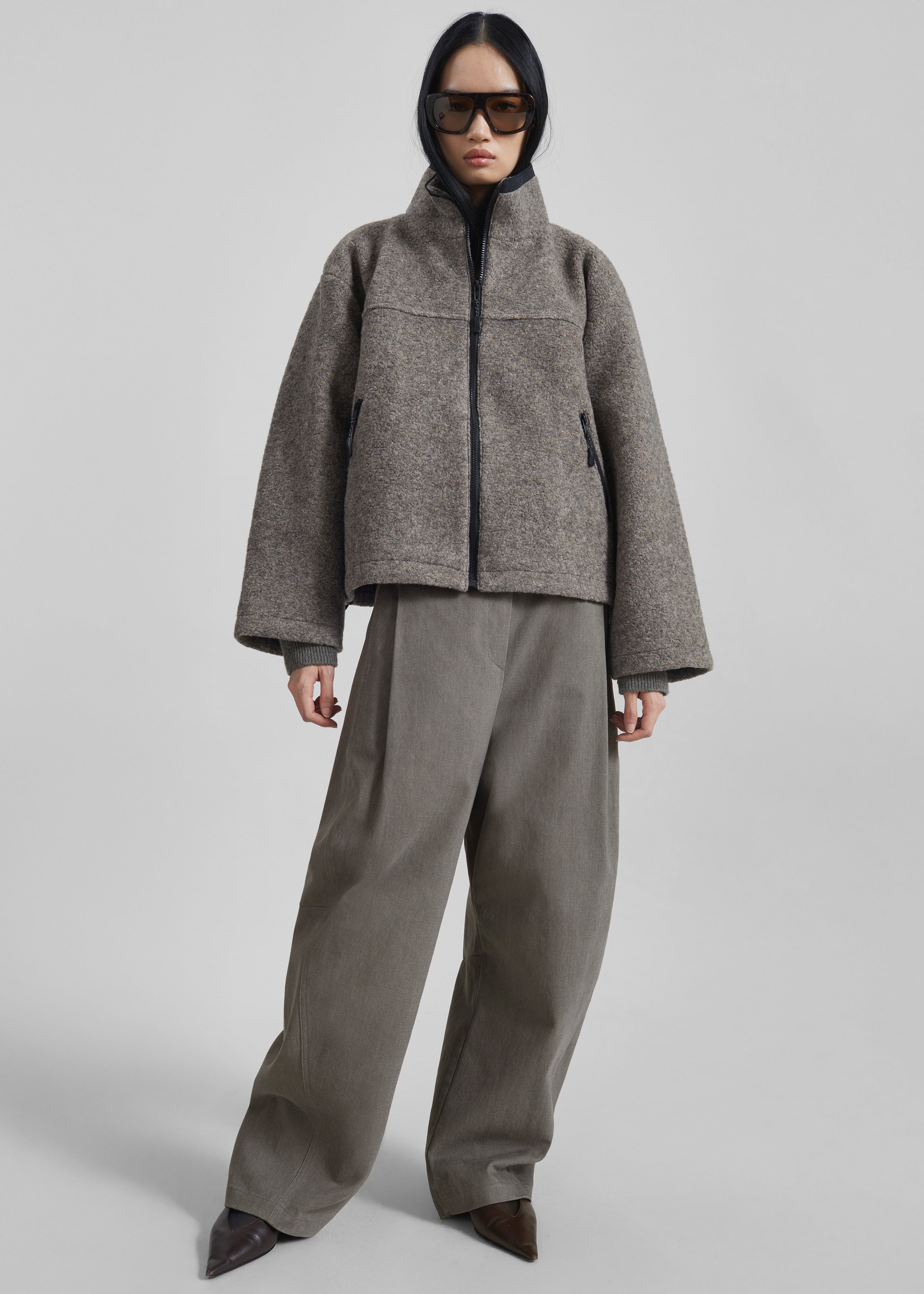 Kenei Fleece Zip Jacket - Greige Melange – The Frankie Shop Europe