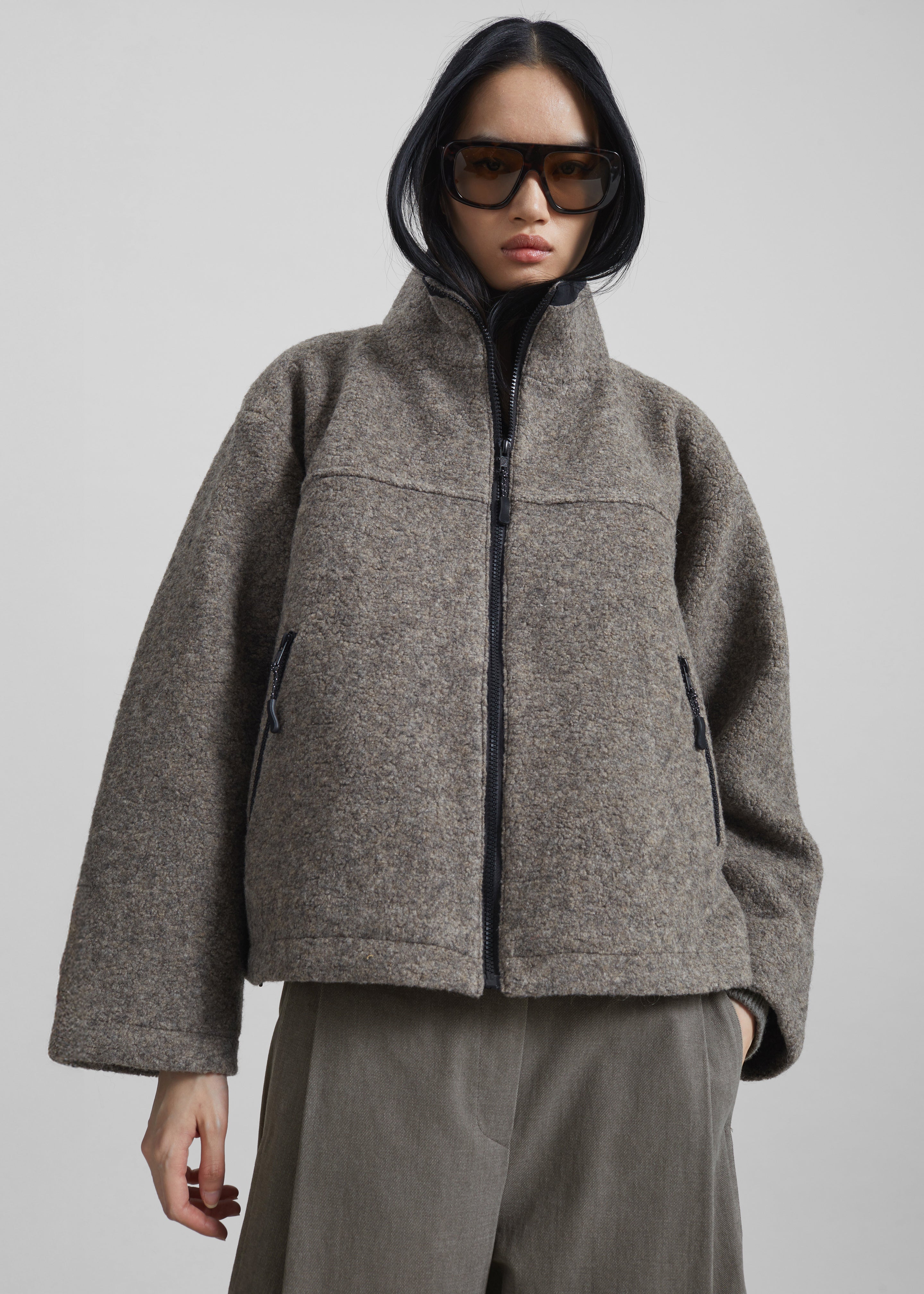 Kenei Fleece Zip Jacket - Greige Melange - 6