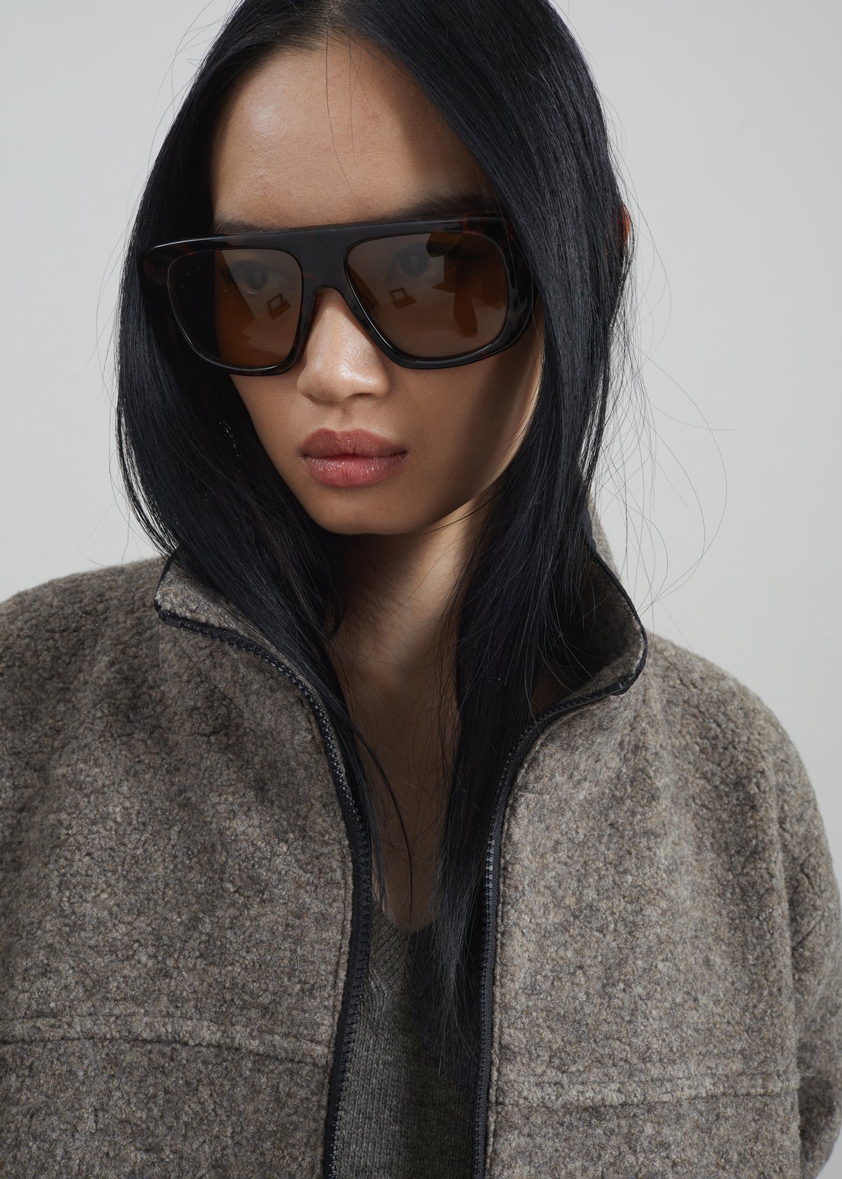 Kenei Fleece Zip Jacket - Greige Melange - 4