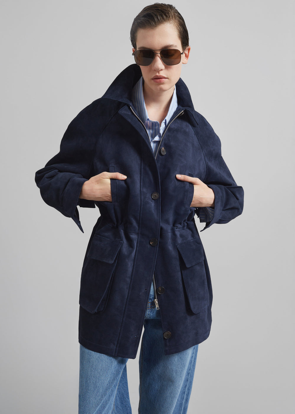 Kensal Suede Field Jacket - Navy