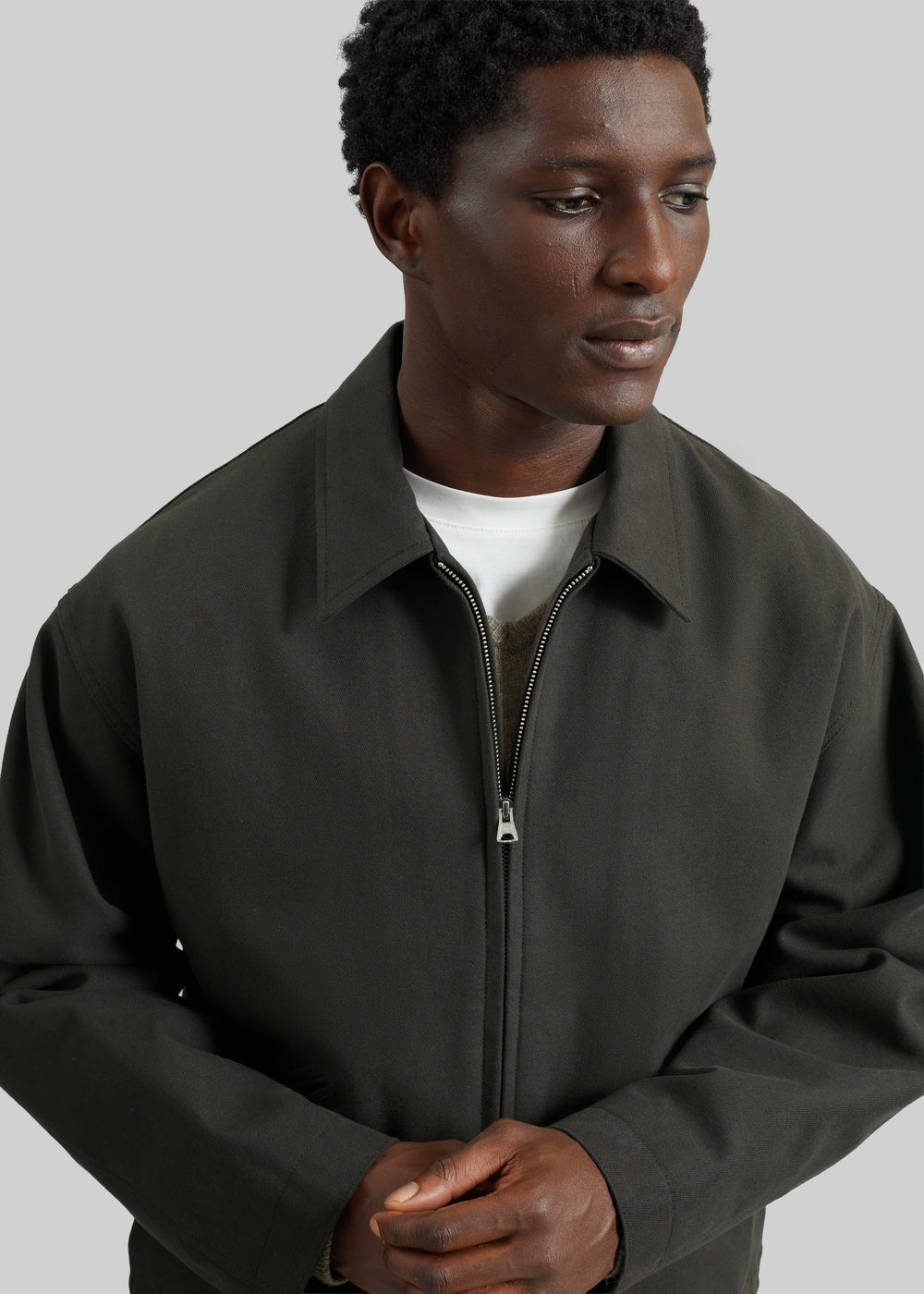 Kenton Cotton Zip Jacket - Charcoal - 1