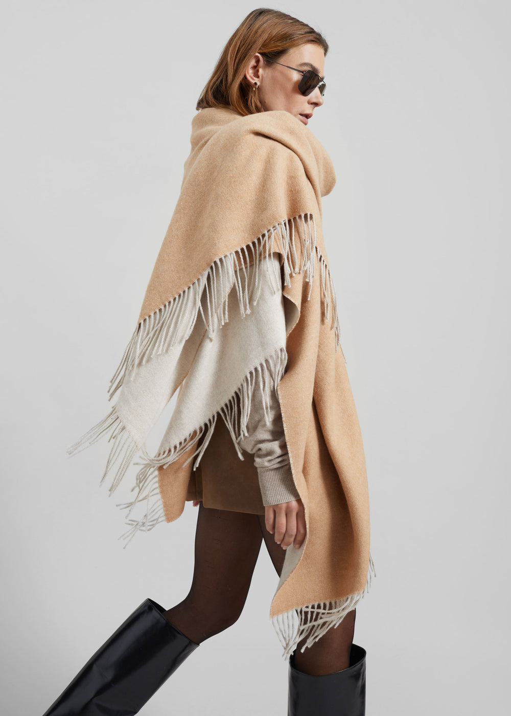 Kera Reversible Throw Blanket - Camel/Cream