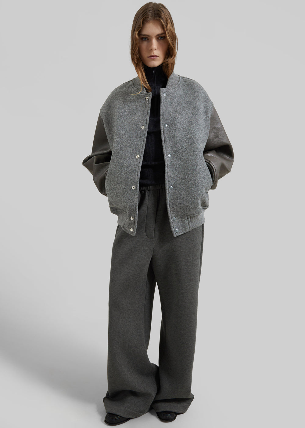 Kerava Oversized Bomber Jacket - Grey - 1