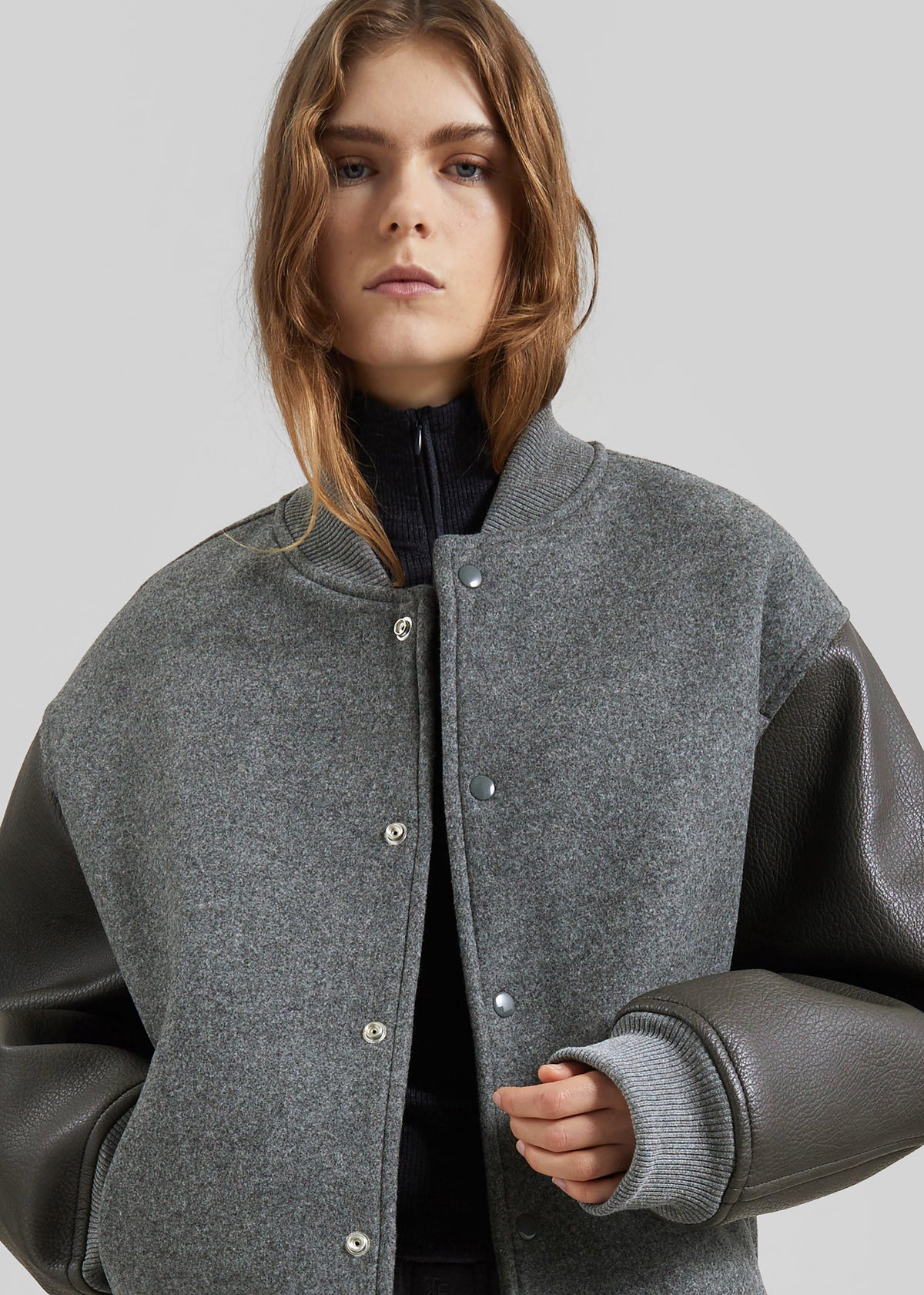 Kerava Oversized Bomber Jacket - Grey - 8