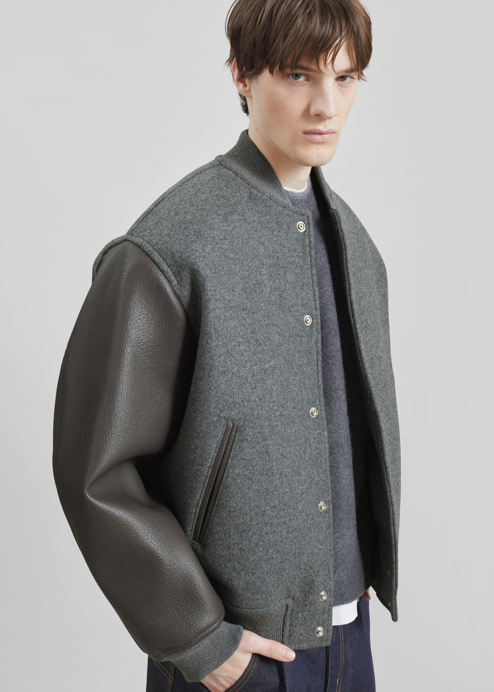 Kerava Oversized Bomber Jacket - Grey - 1