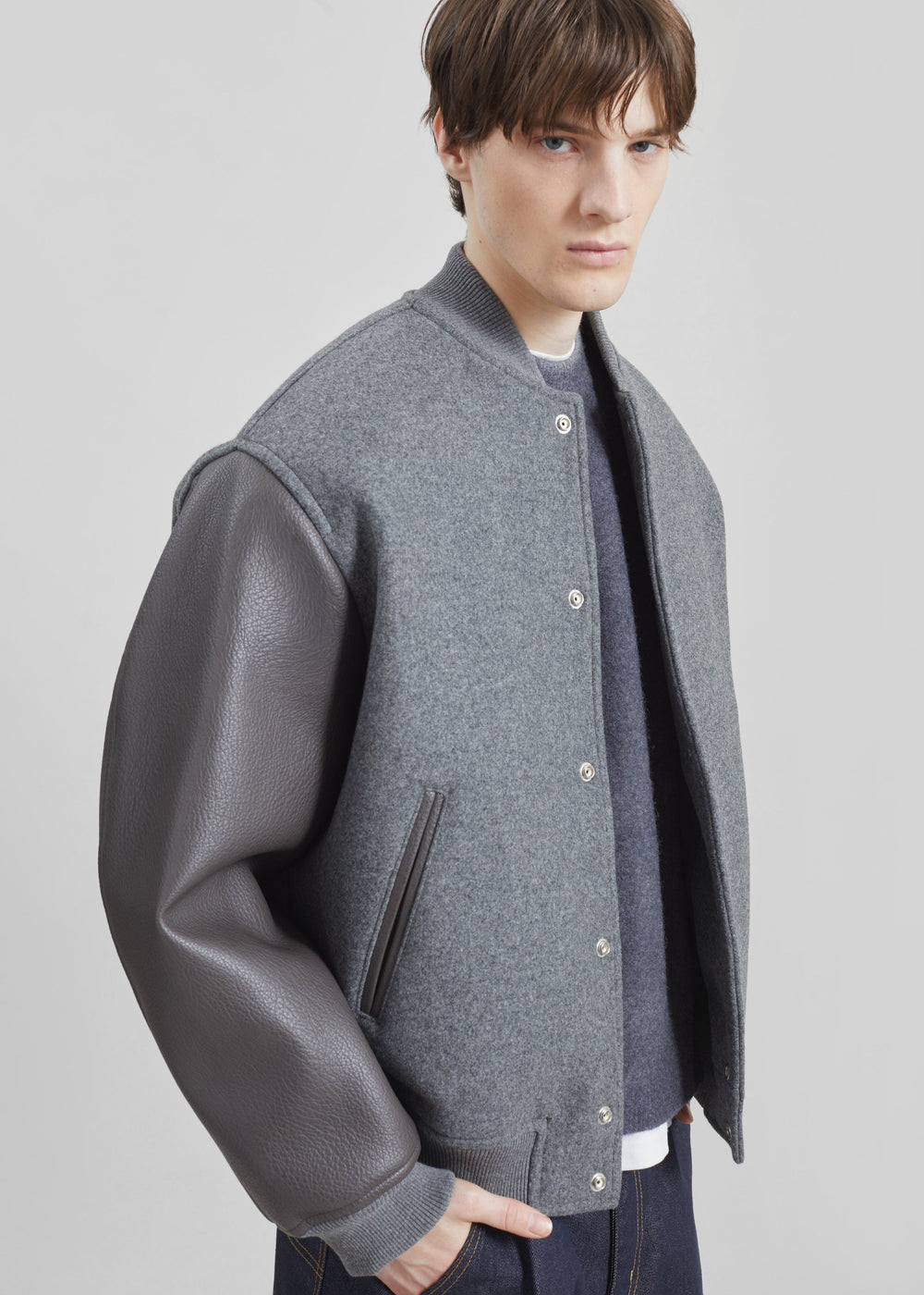 Kerava Oversized Bomber Jacket - Grey - 1