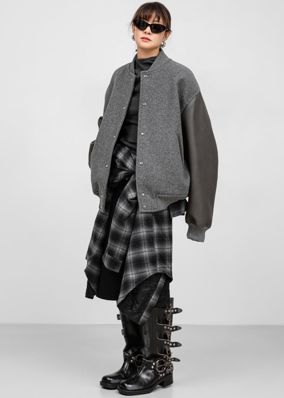 Kerava Oversized Bomber Jacket - Grey - 10