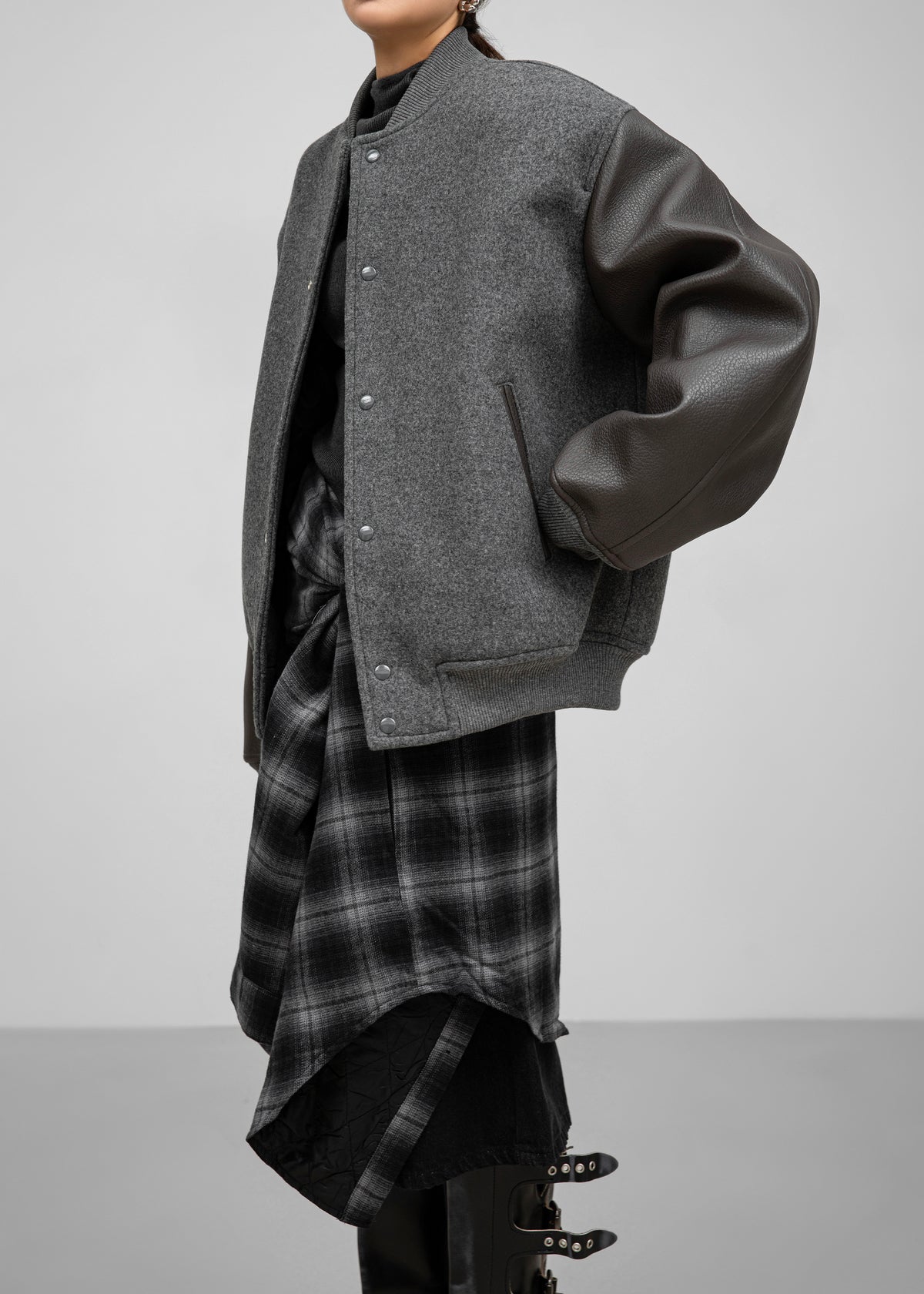 Kerava Oversized Bomber Jacket - Grey - 1