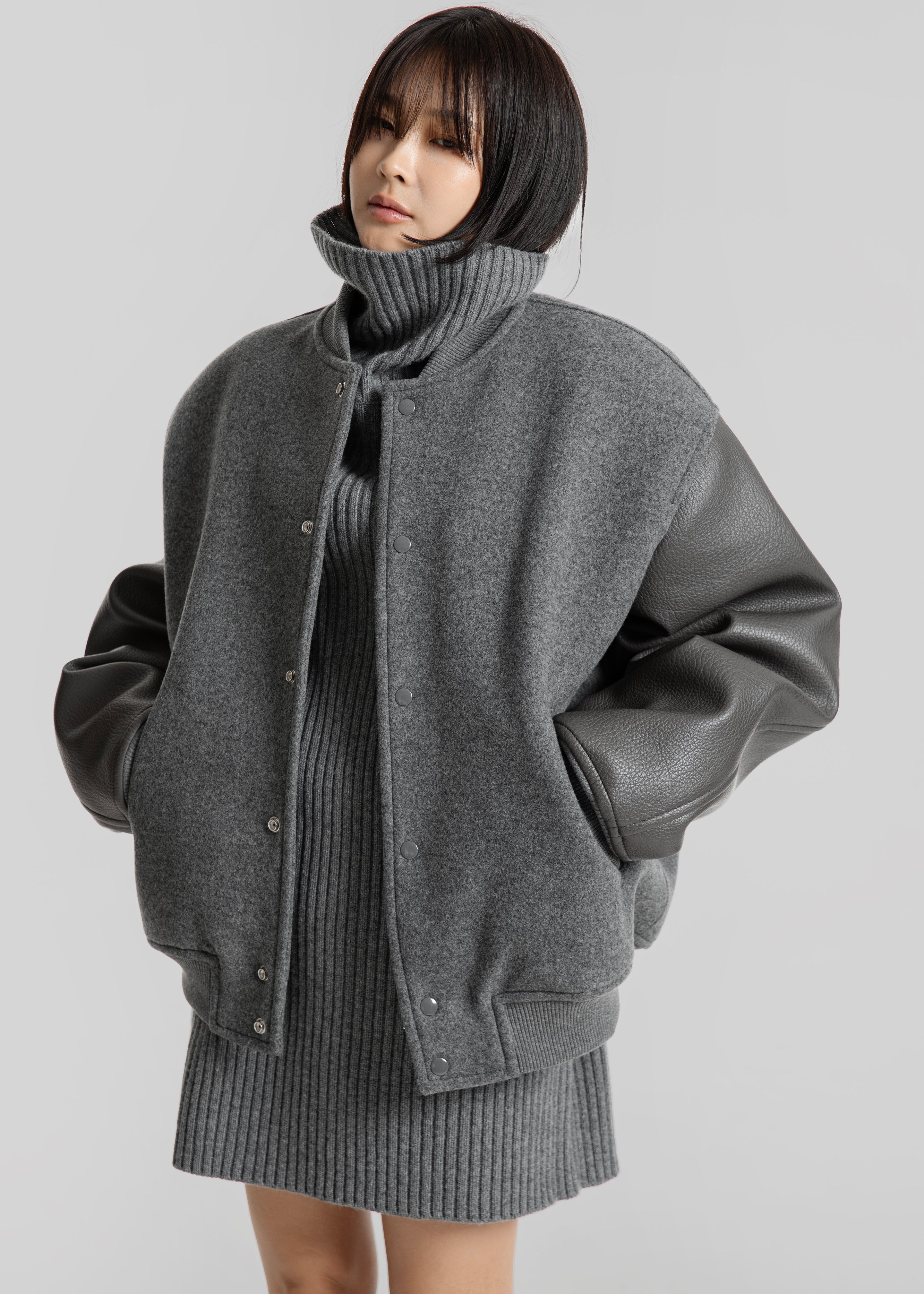 Kerava Oversized Bomber Jacket - Grey - 13