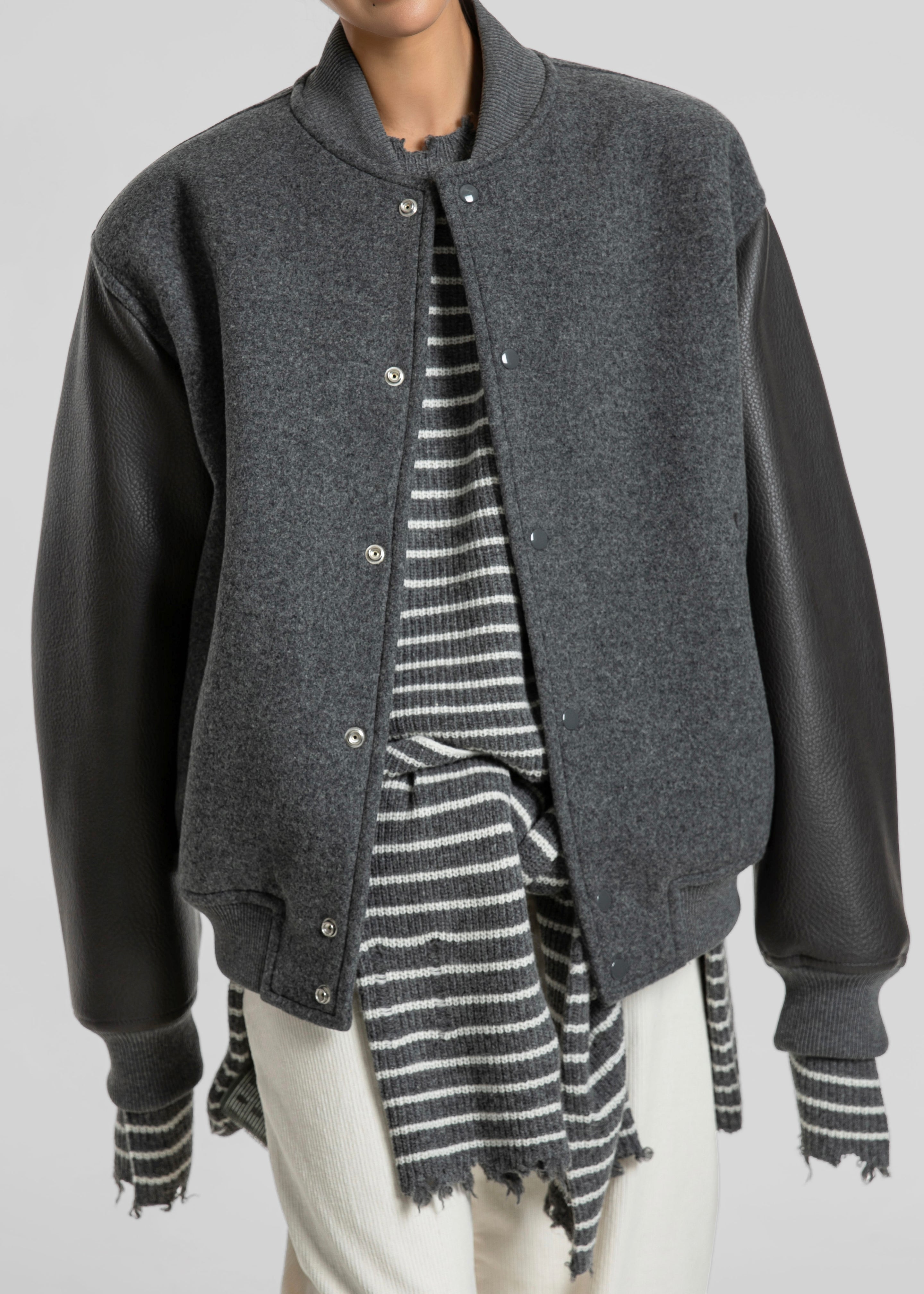 Kerava Oversized Bomber Jacket - Grey - 5