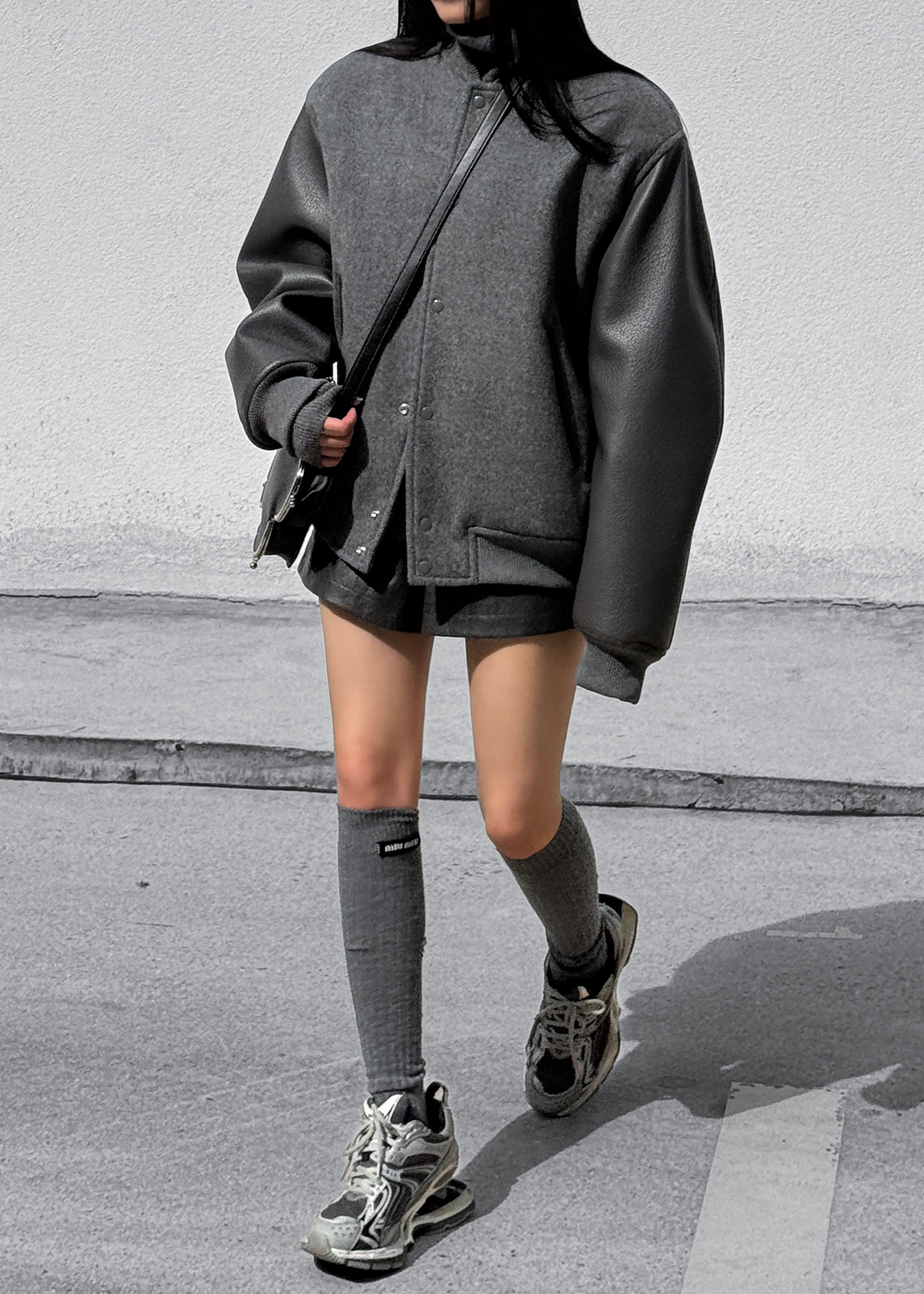 Kerava Oversized Bomber Jacket - Grey - 4