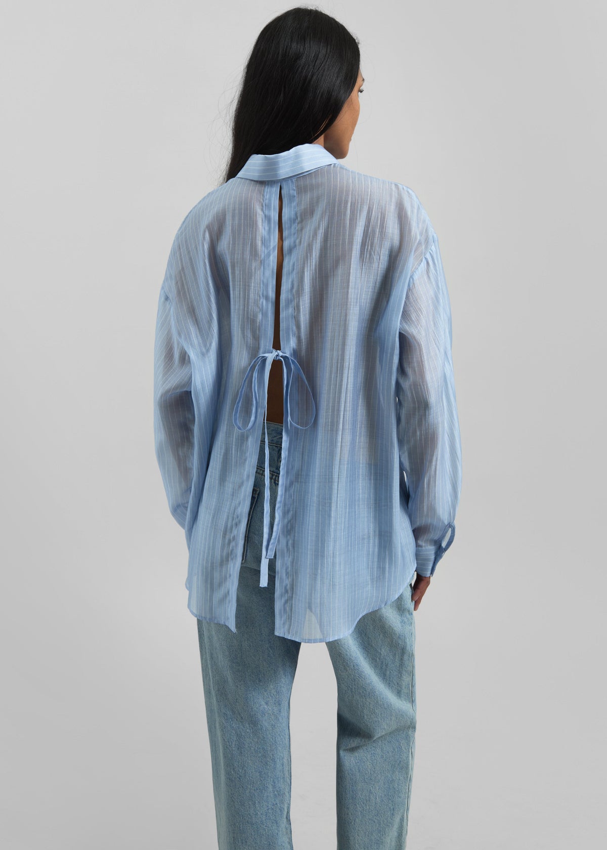 Kesin Open Back Shirt - Blue/White Stripe - 2