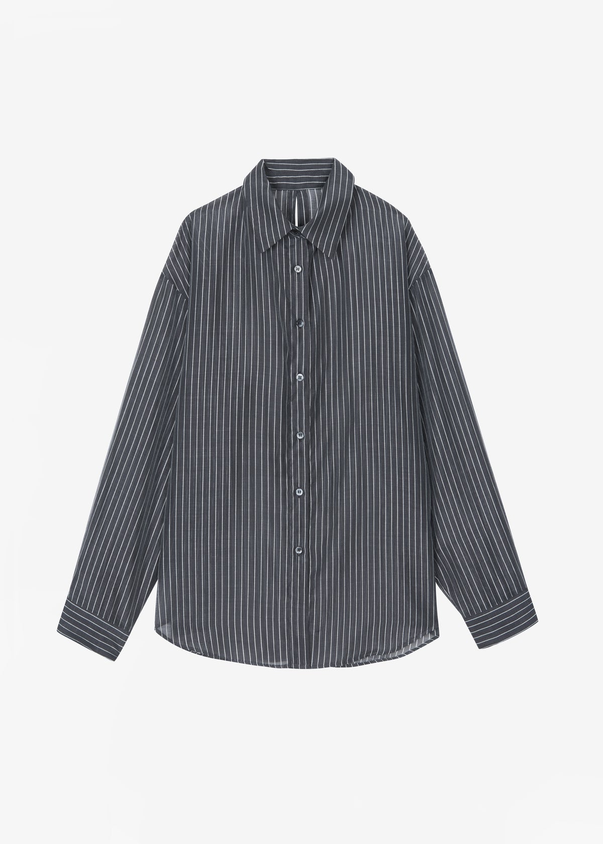 Kesin Open Back Shirt - Grey/White Stripe - 10