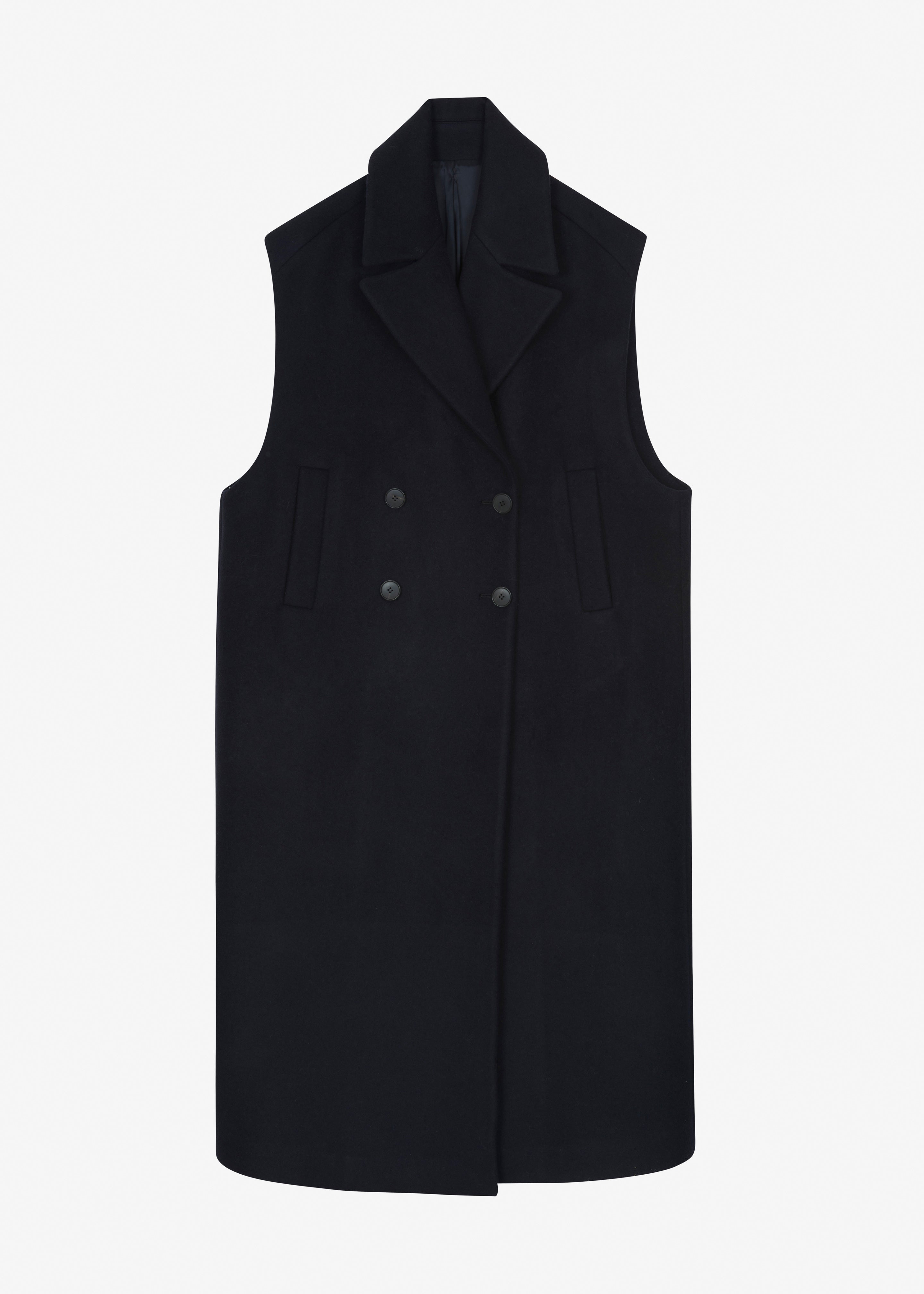 Kesti Sleeveless Long Coat - Dark Navy - 8