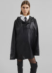 Kevin Leather Hooded Overshirt - Black