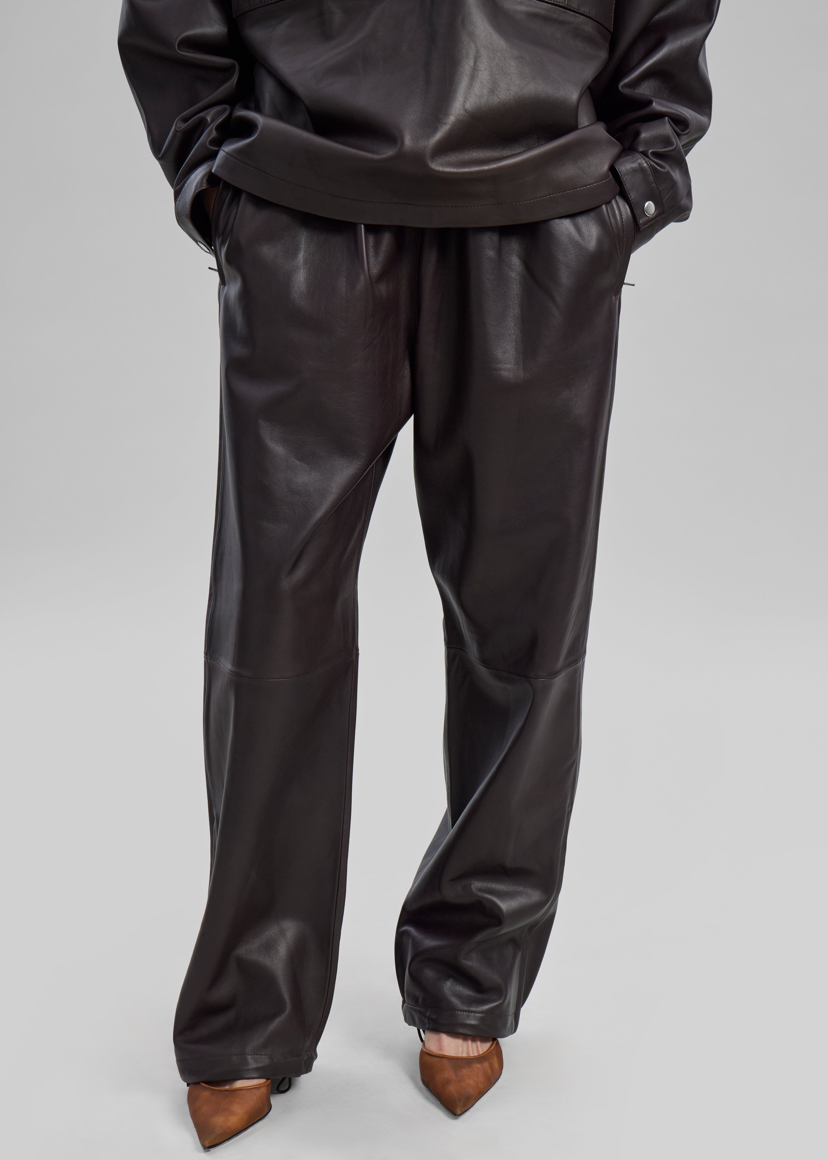 Kevin Leather Trousers - Brown - 2