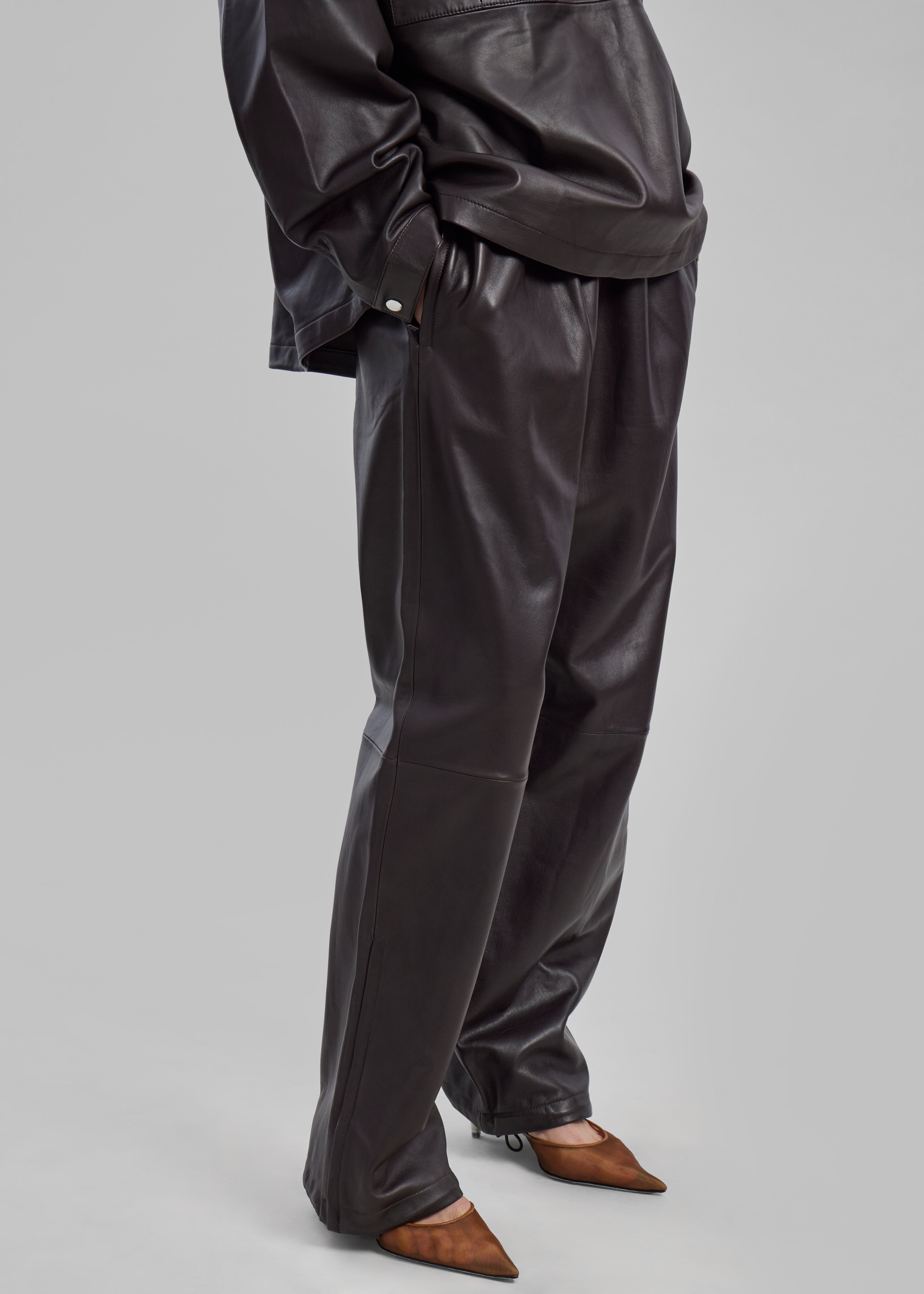 Kevin Leather Trousers - Brown - 3