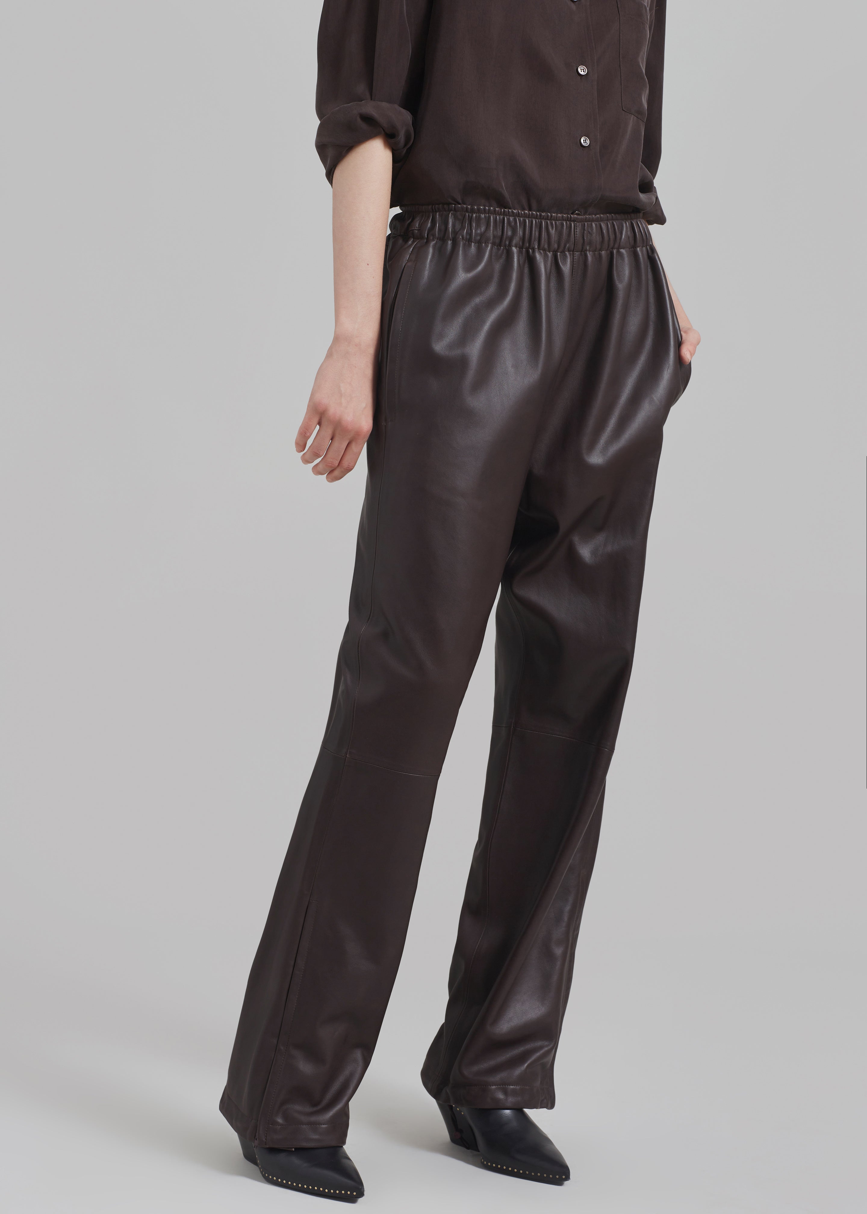 Kevin Leather Trousers - Brown - 6