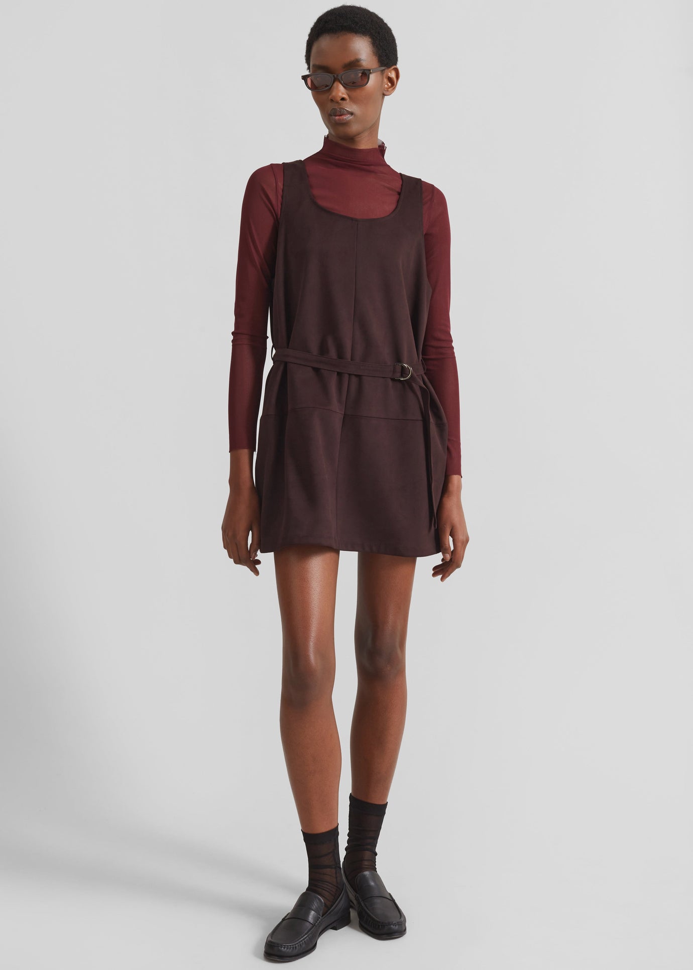 Kildare Faux Suede Dress - Plum - 1