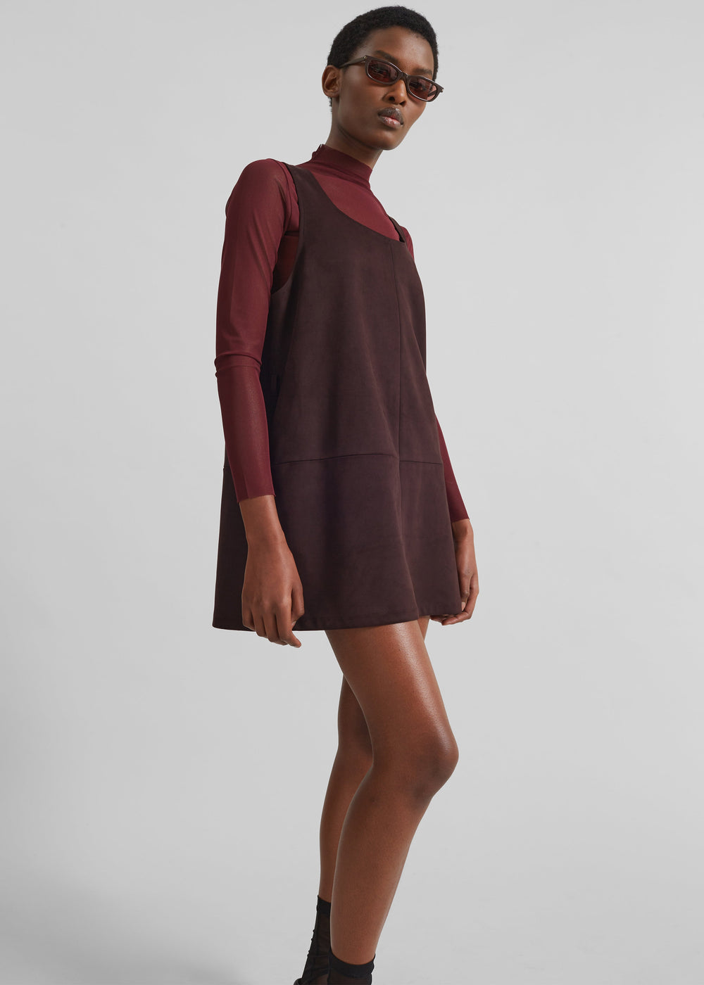 Kildare Faux Suede Dress - Plum