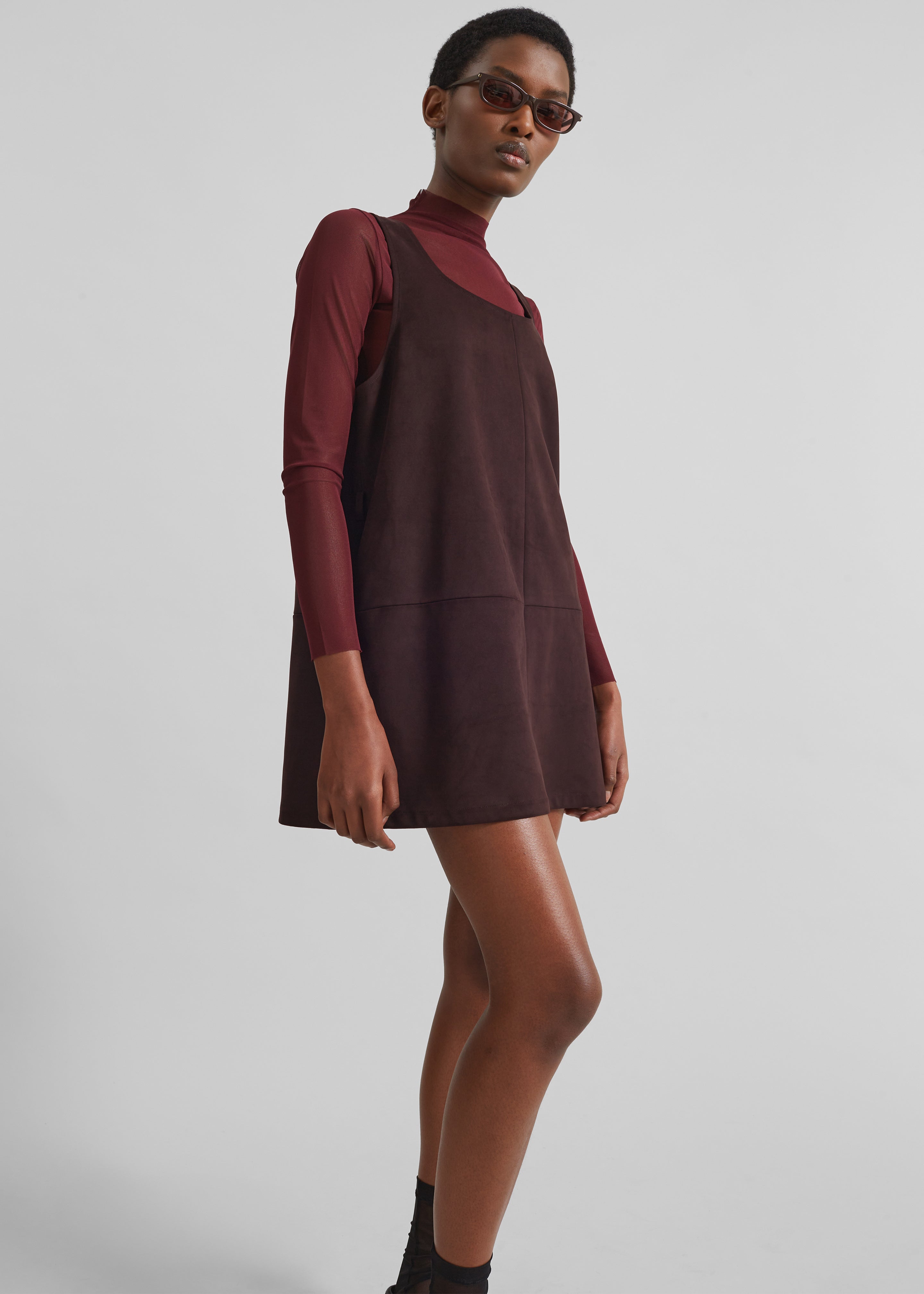 Kildare Faux Suede Dress - Plum - 1