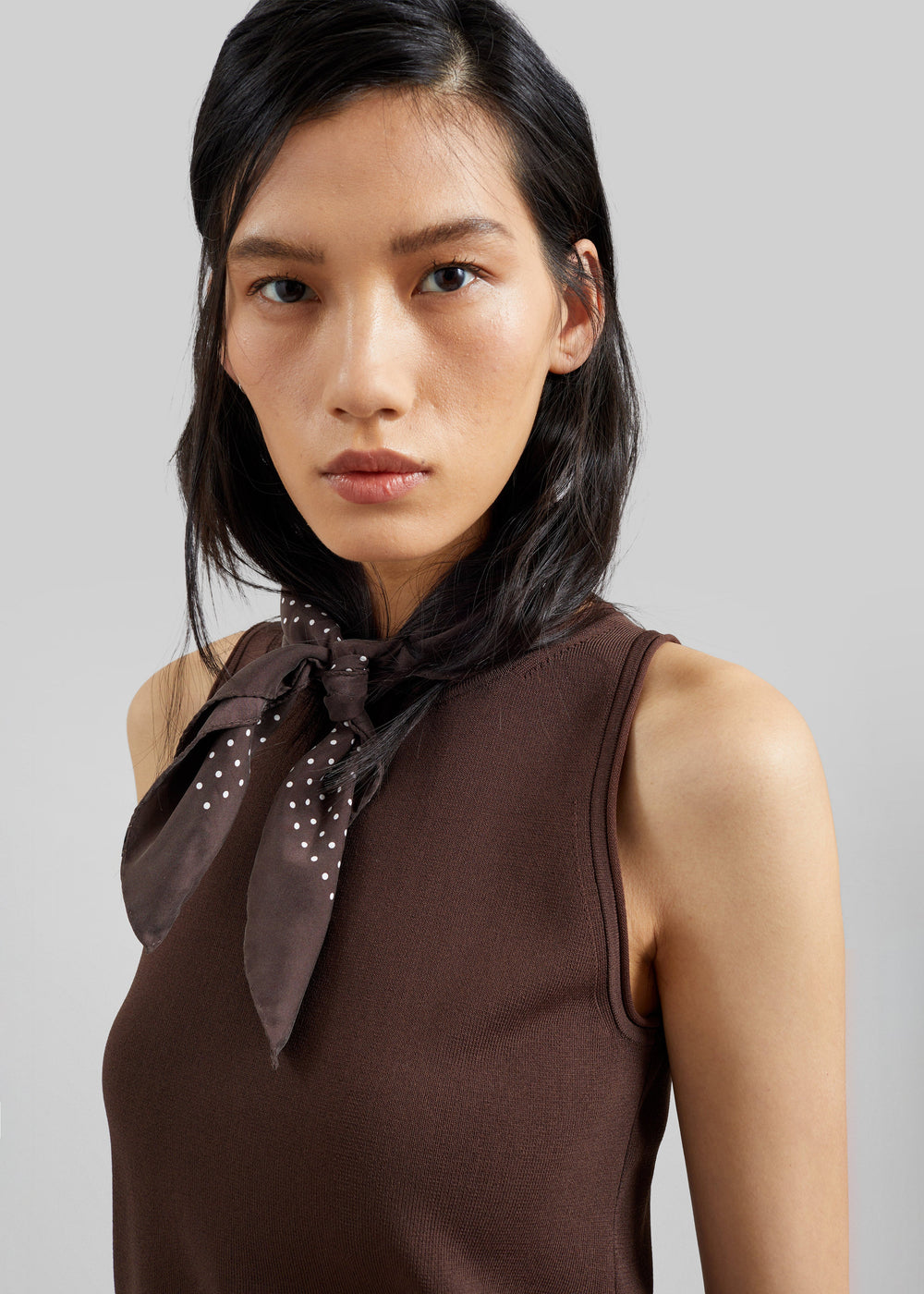 Kinna Knit Sleeveless Top - Brown - 1