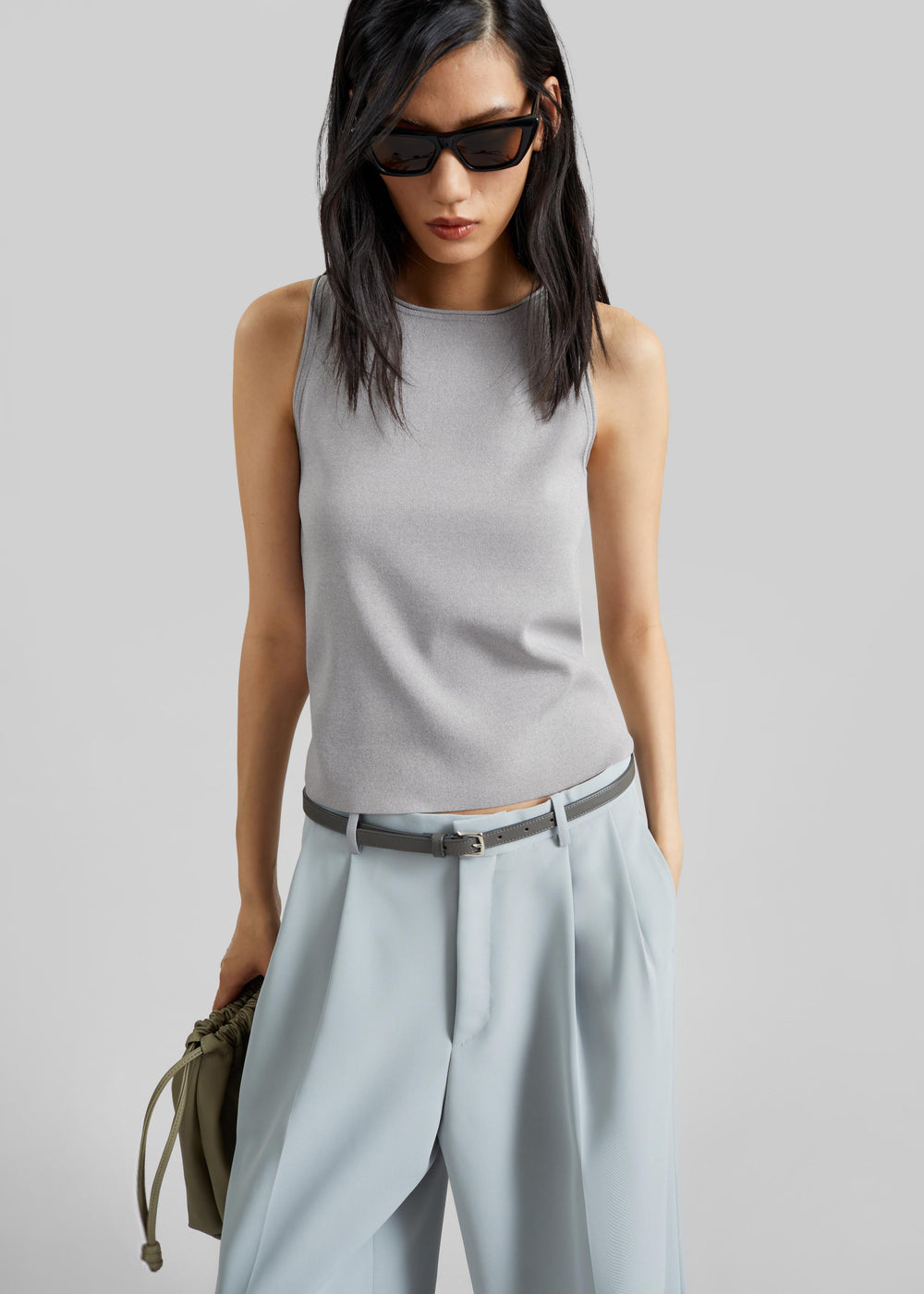 Kinna Knit Sleeveless Top - Grey