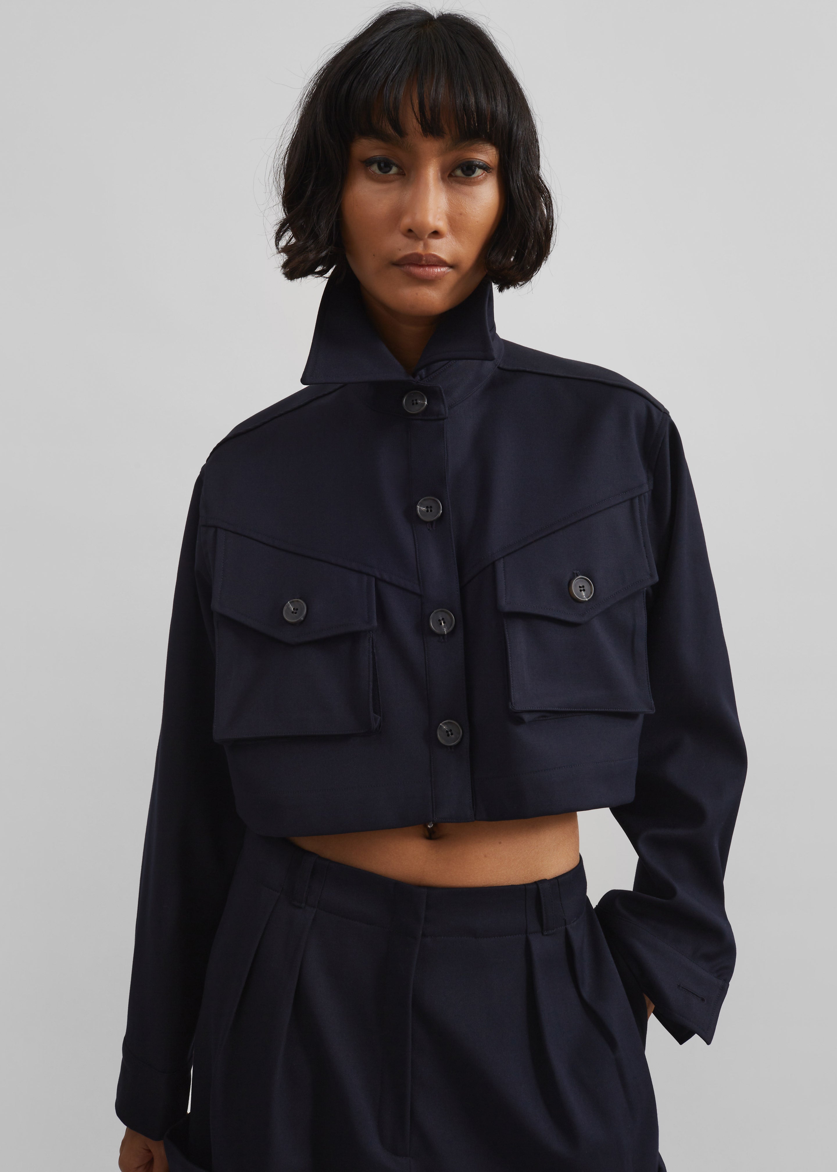 Kiora Cropped Jacket - Navy - 2