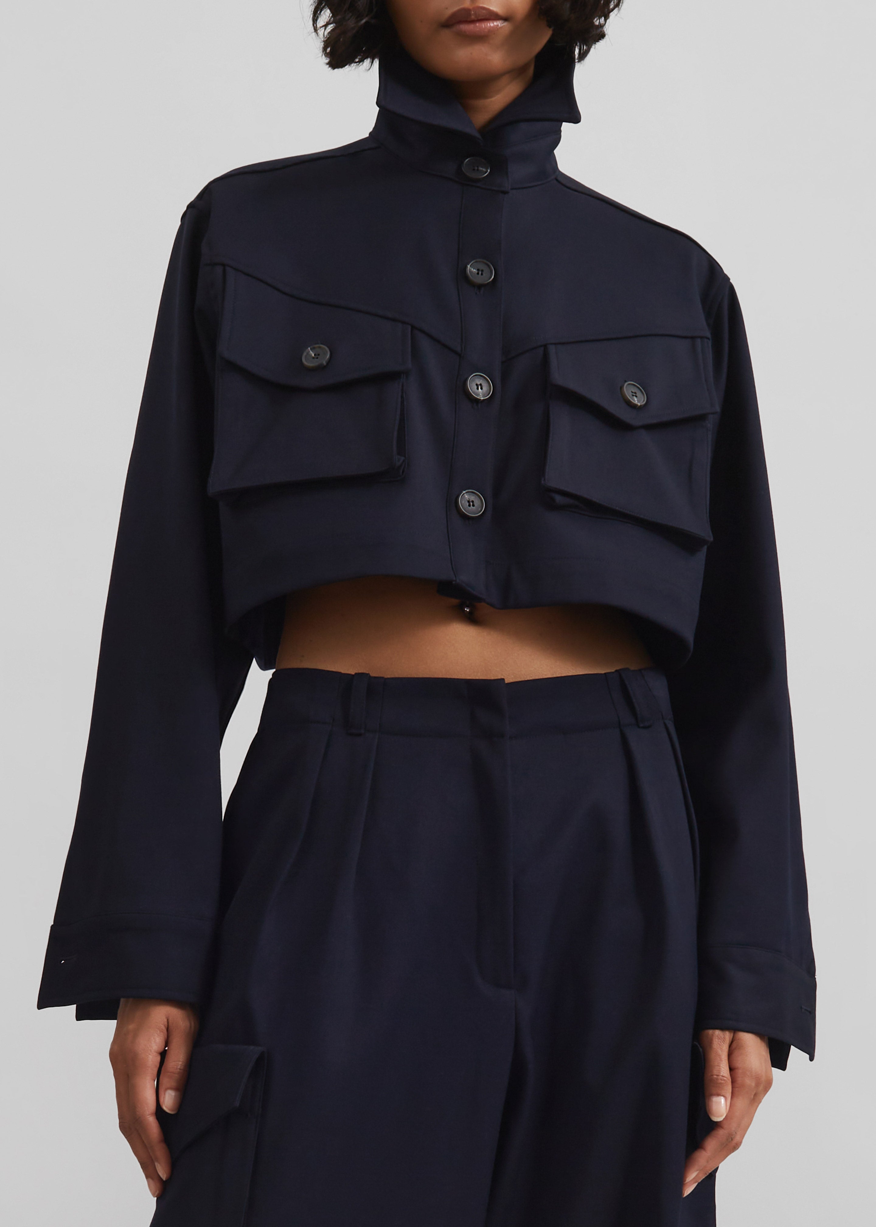 Kiora Cropped Jacket - Navy - 4